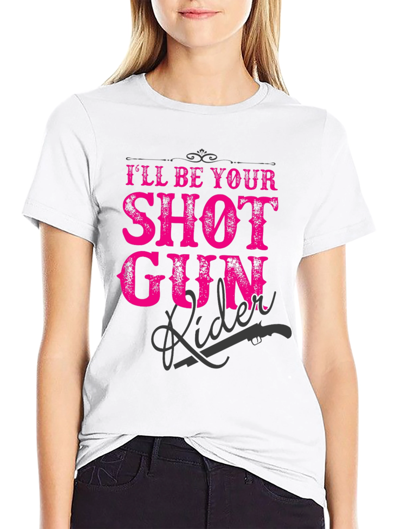 Shotgun Rider Graphic T-Shirt - Black Crew Neck Tee