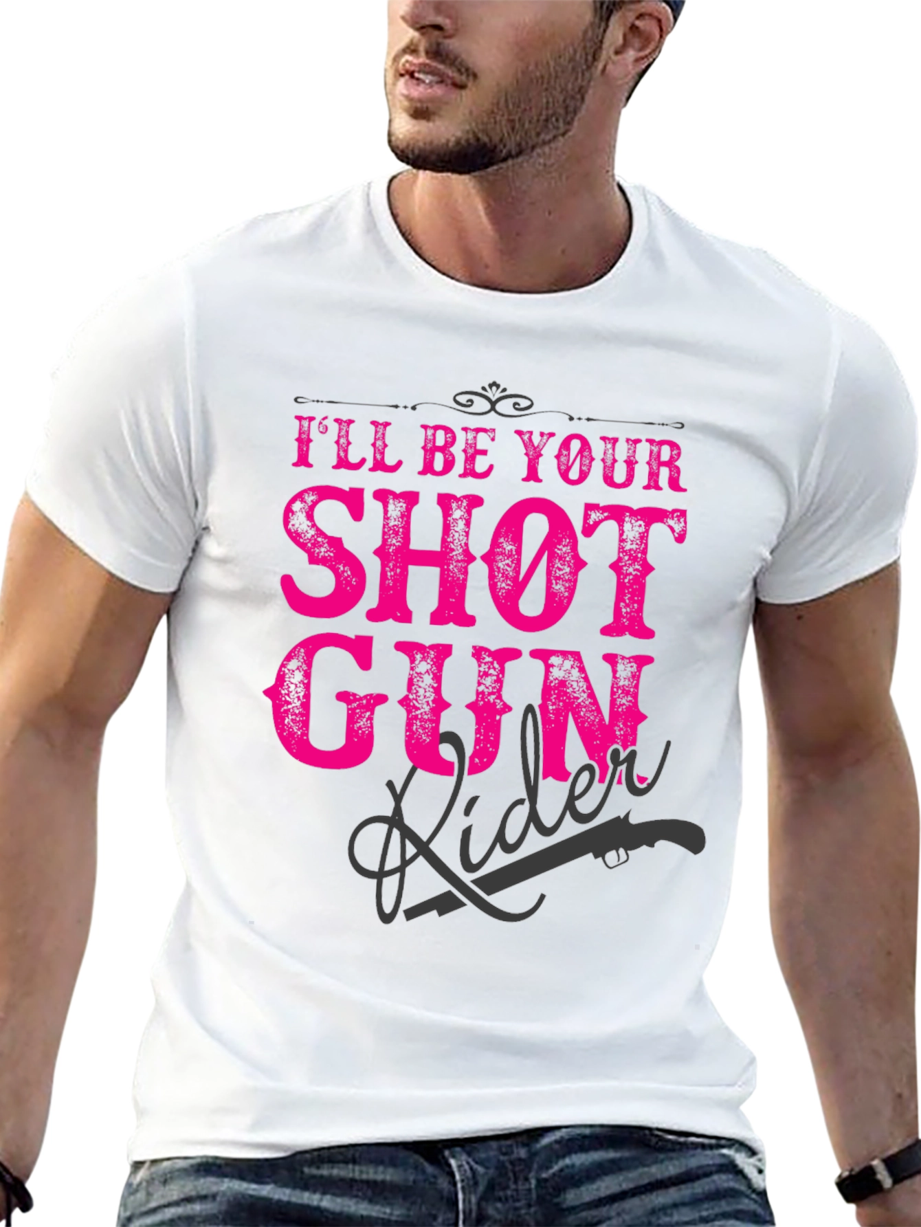 Shotgun Rider Graphic T-Shirt - Black Crew Neck Tee