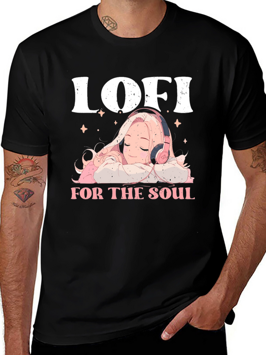 Lofi for the Soul T-Shirt Anime Girl Pink Headphones