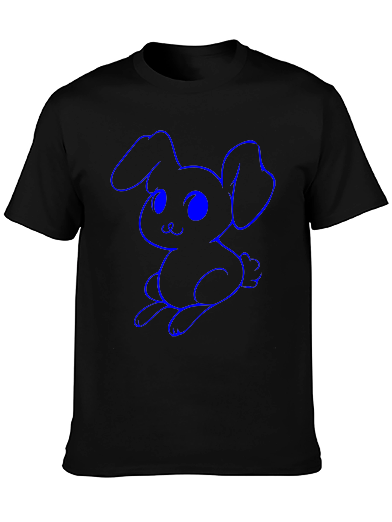 Cute Bunny Graphic Tee - Black Cotton Shirt