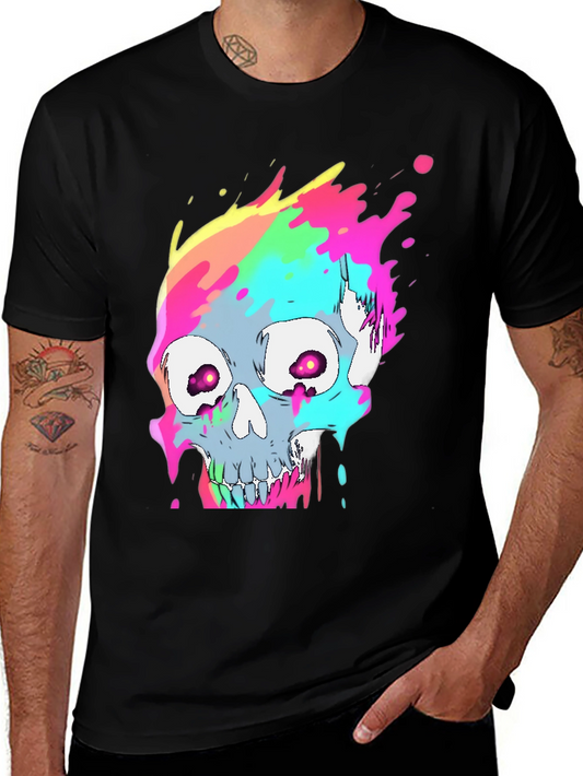 Colorful Skull Graphic Print T-Shirt