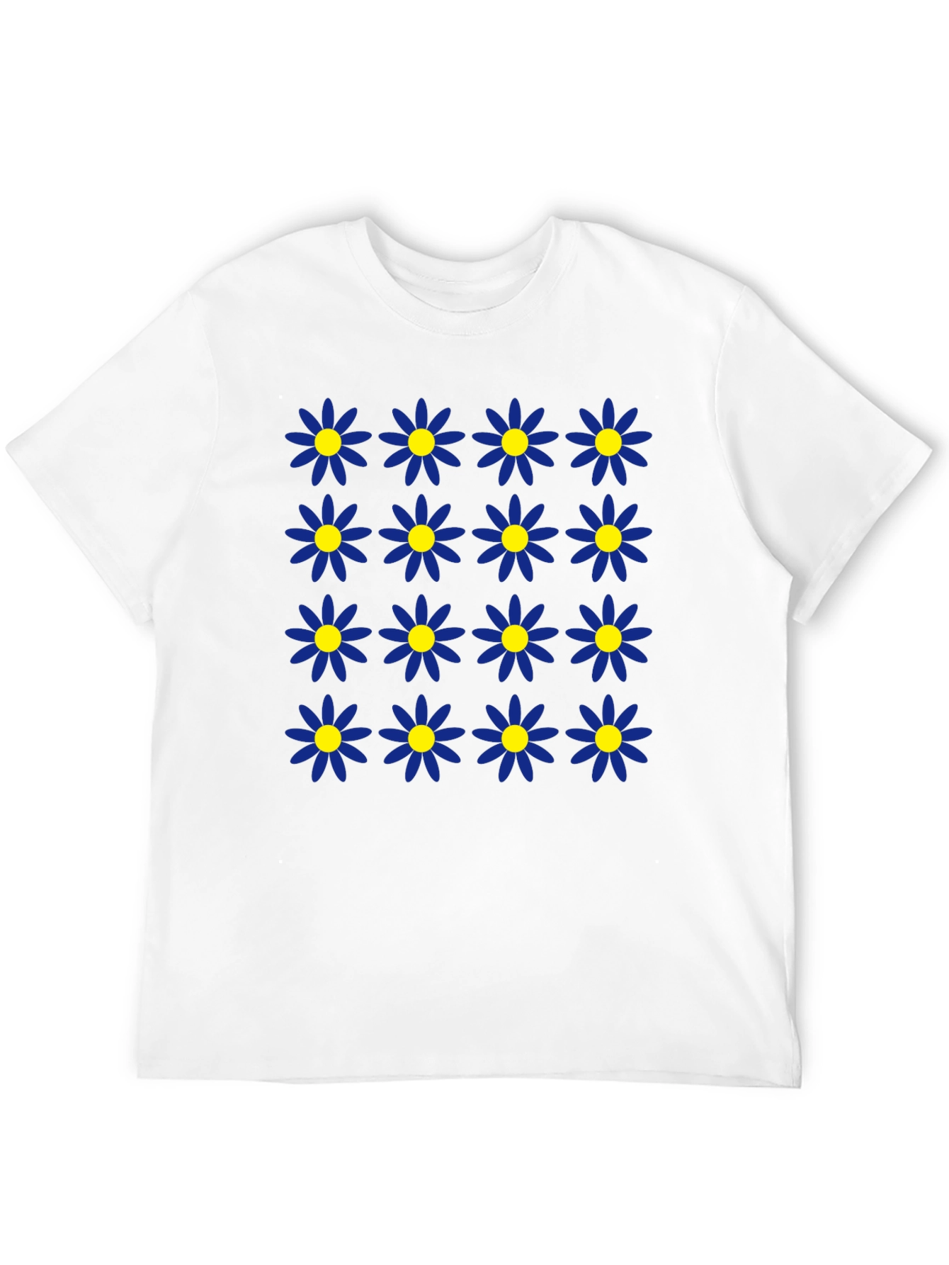 Daisy Pattern Black T-Shirt