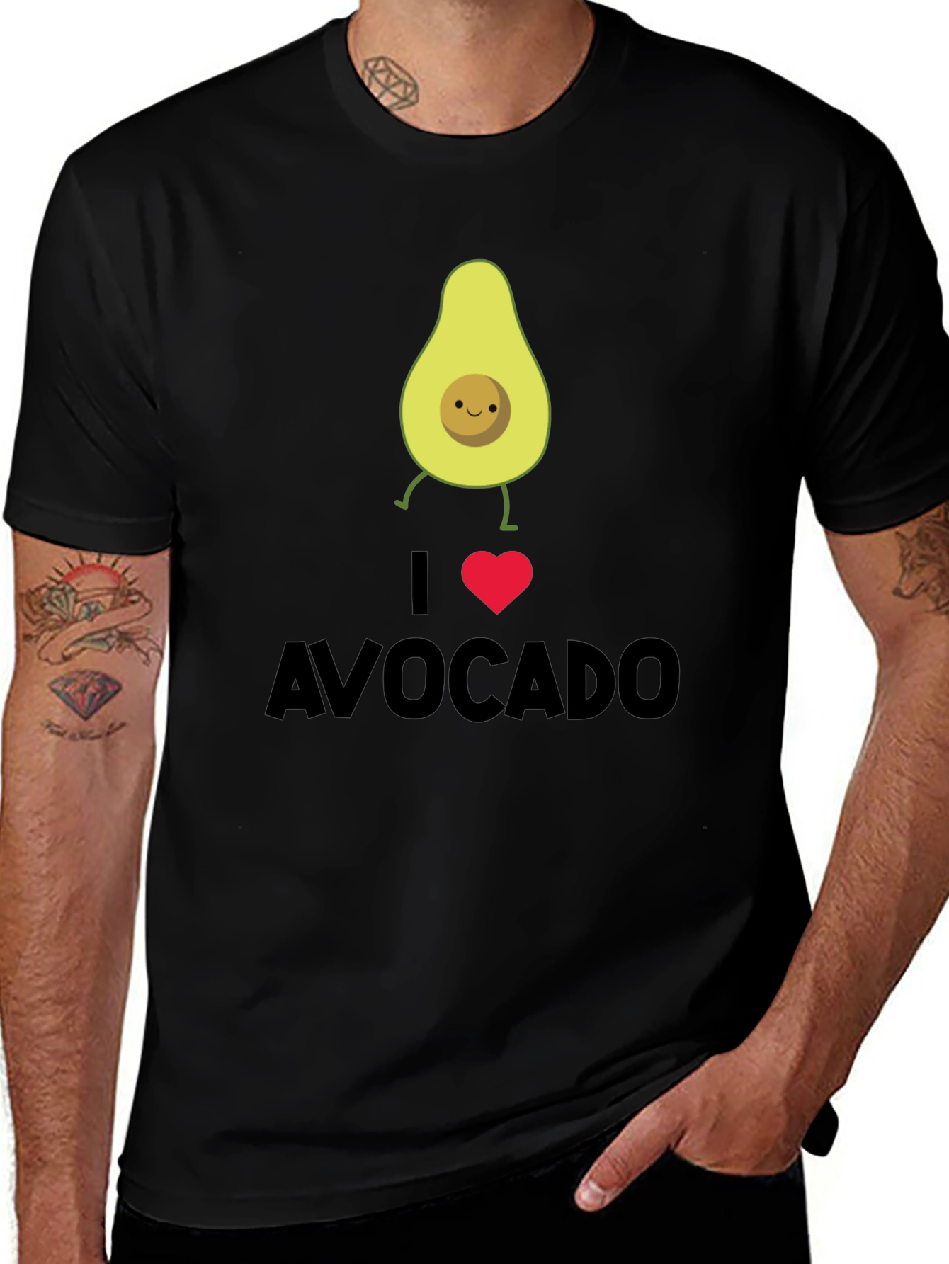 I Heart Avocado Black T-Shirt