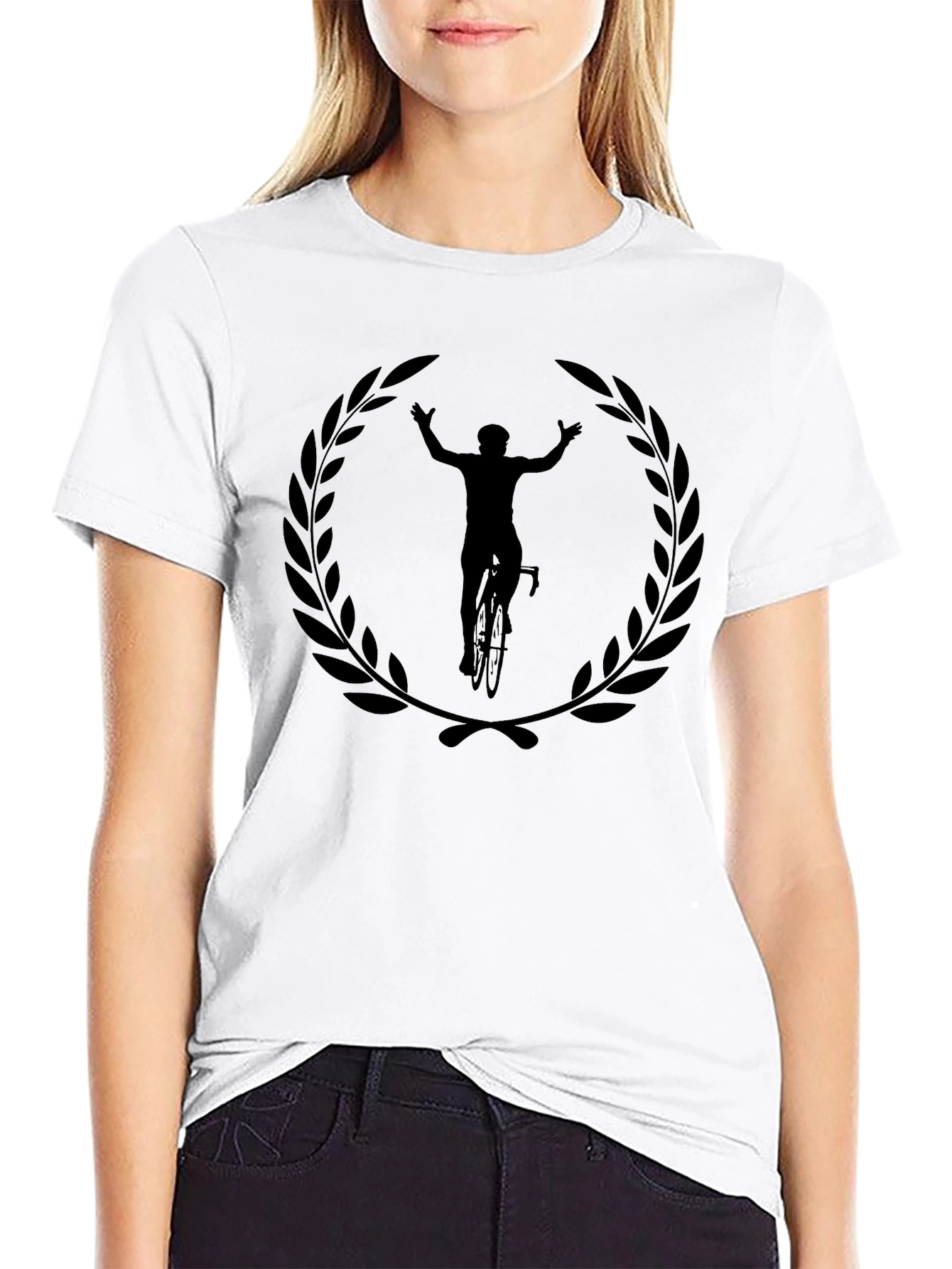 Mens Black Cyclist Laurel Wreath Graphic T-Shirt