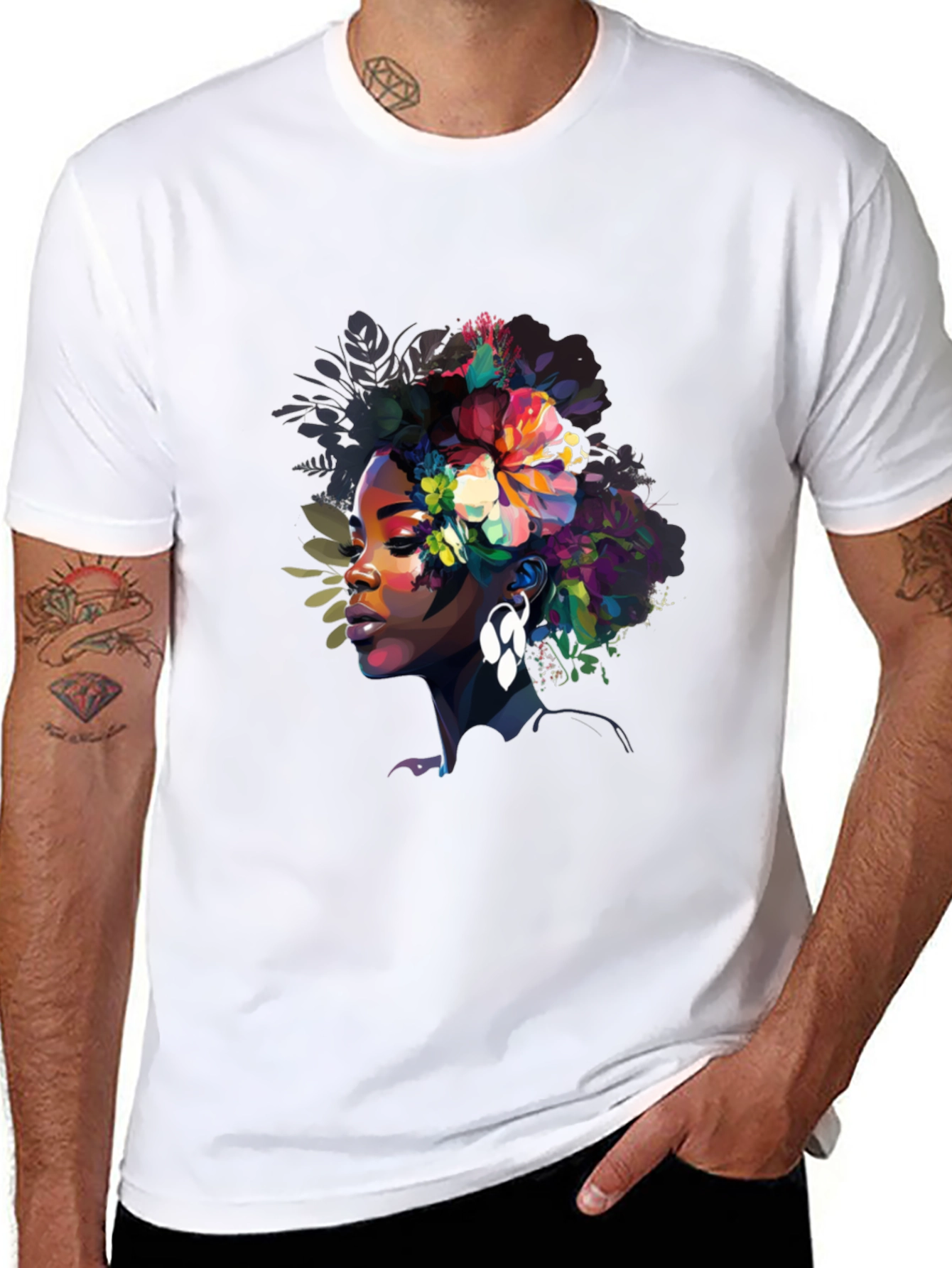 Floral Afro Woman Graphic Tee