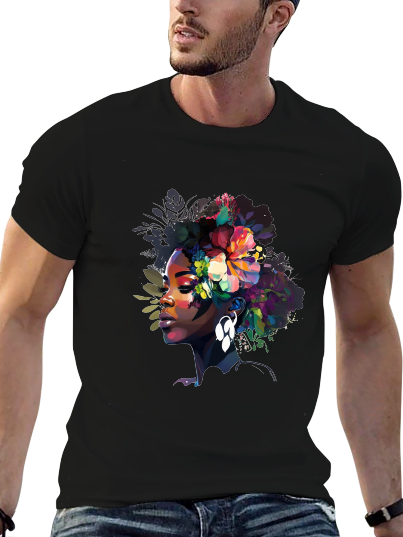 Floral Afro Woman Graphic Tee