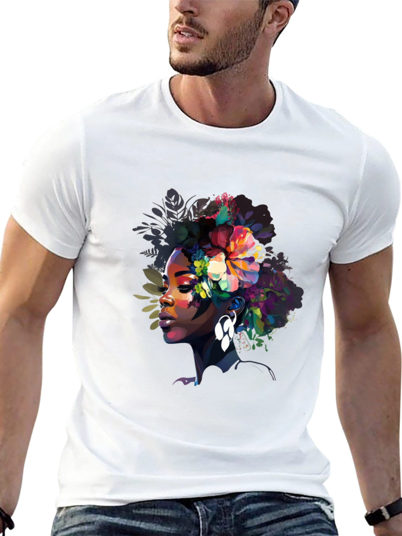 Floral Afro Woman Graphic Tee