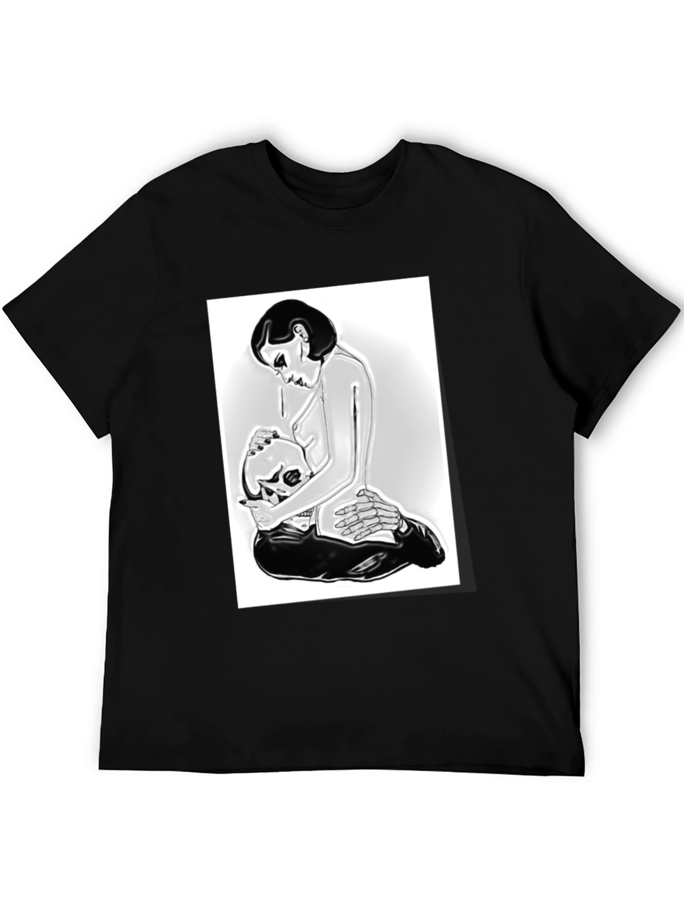 Edgy Graphic Tee - Skull and Woman Design