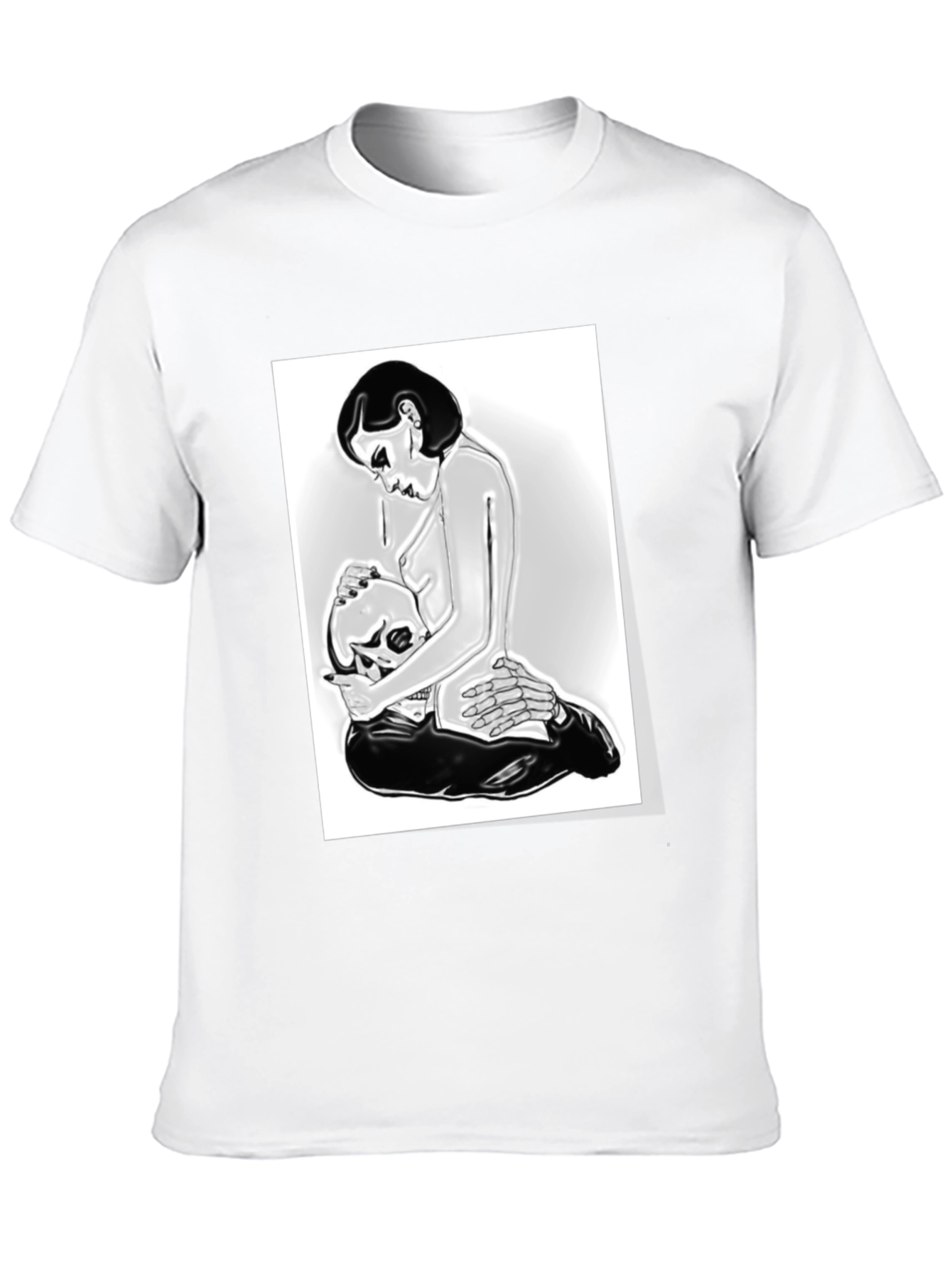 Edgy Graphic Tee - Skull and Woman Design