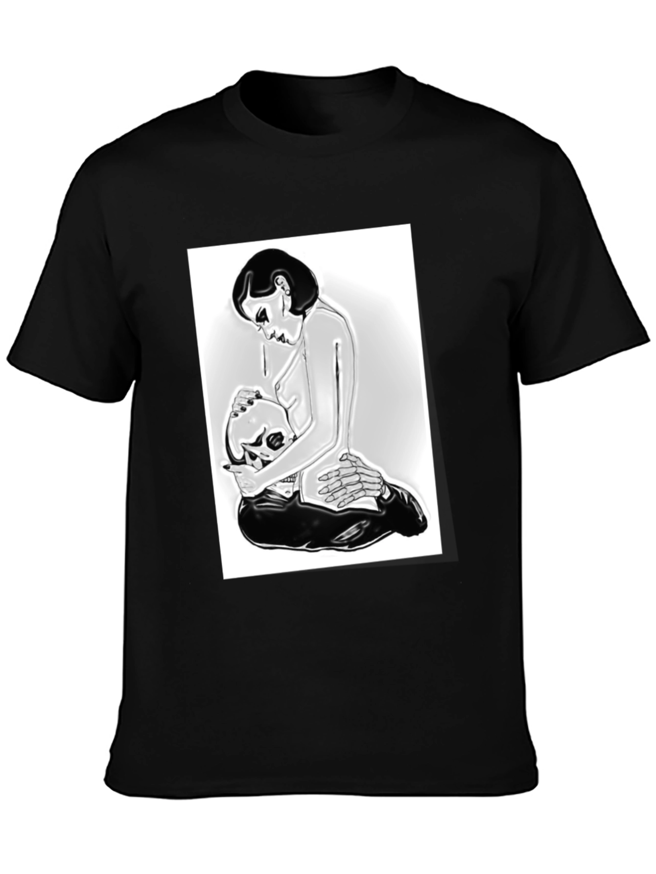 Edgy Graphic Tee - Skull and Woman Design