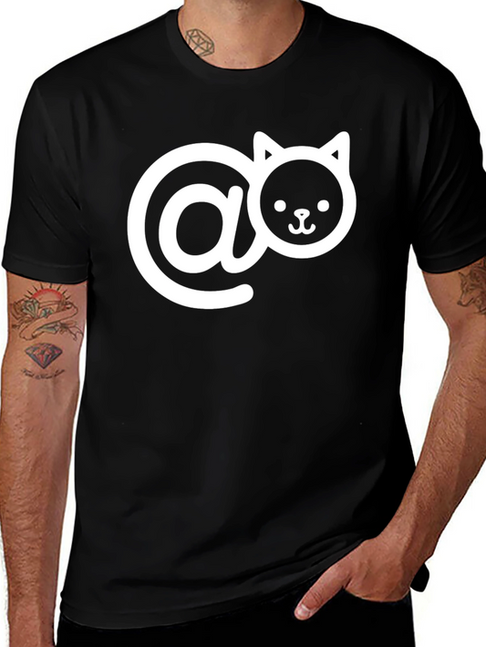 Cute Cat Email Symbol Black T-Shirt