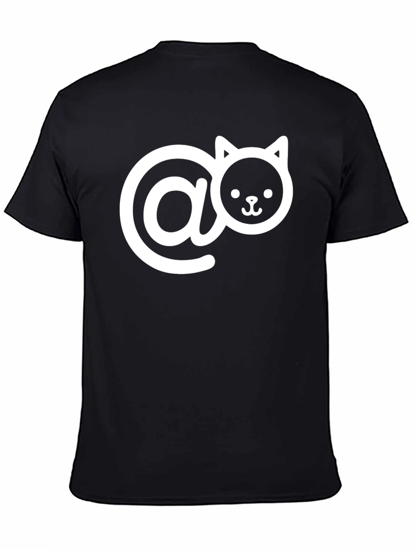 Cute Cat Email Symbol Black T-Shirt