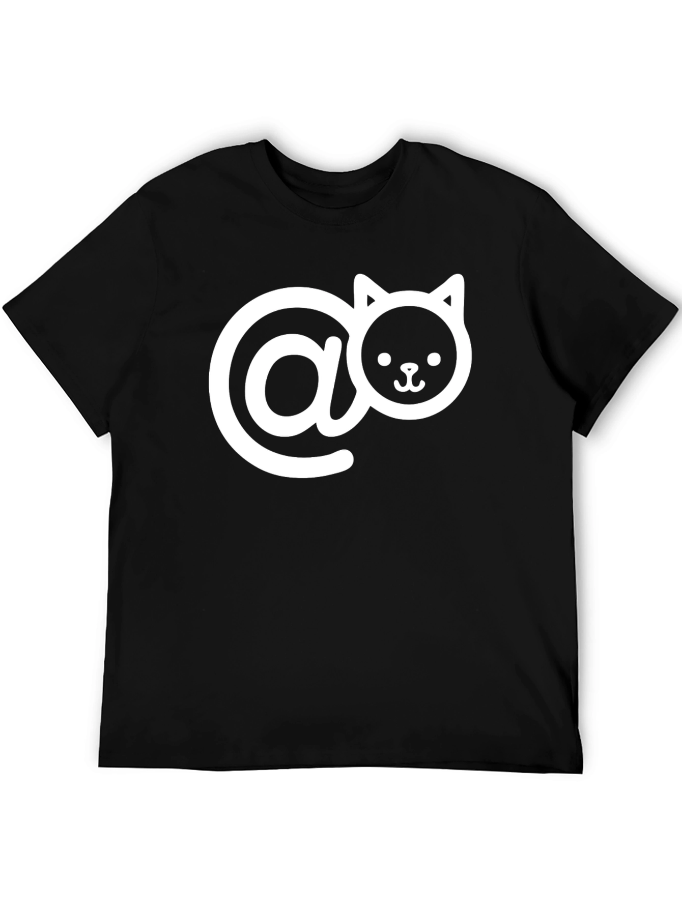 Cute Cat Email Symbol Black T-Shirt