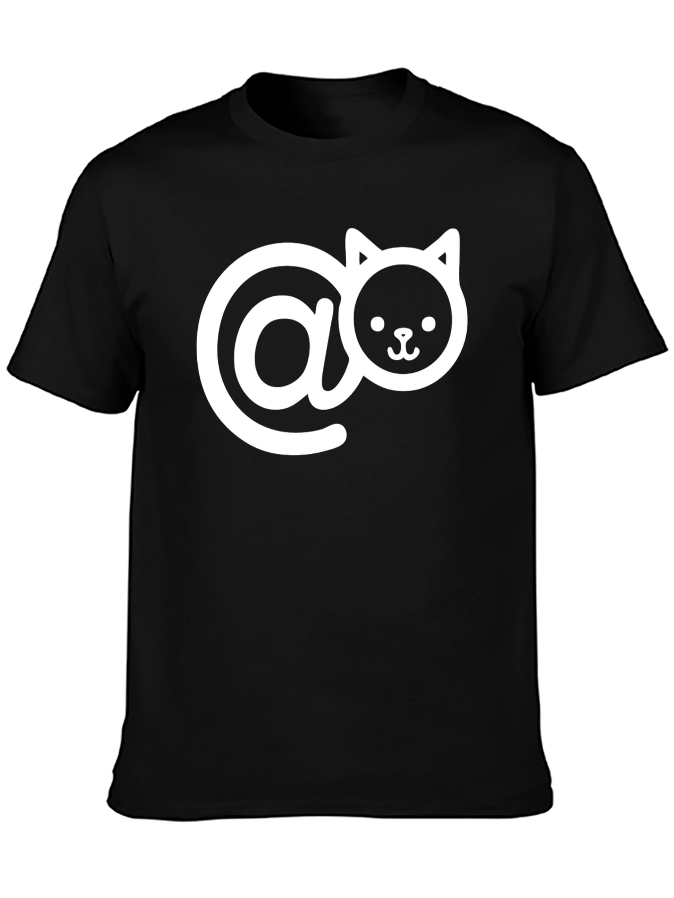 Cute Cat Email Symbol Black T-Shirt