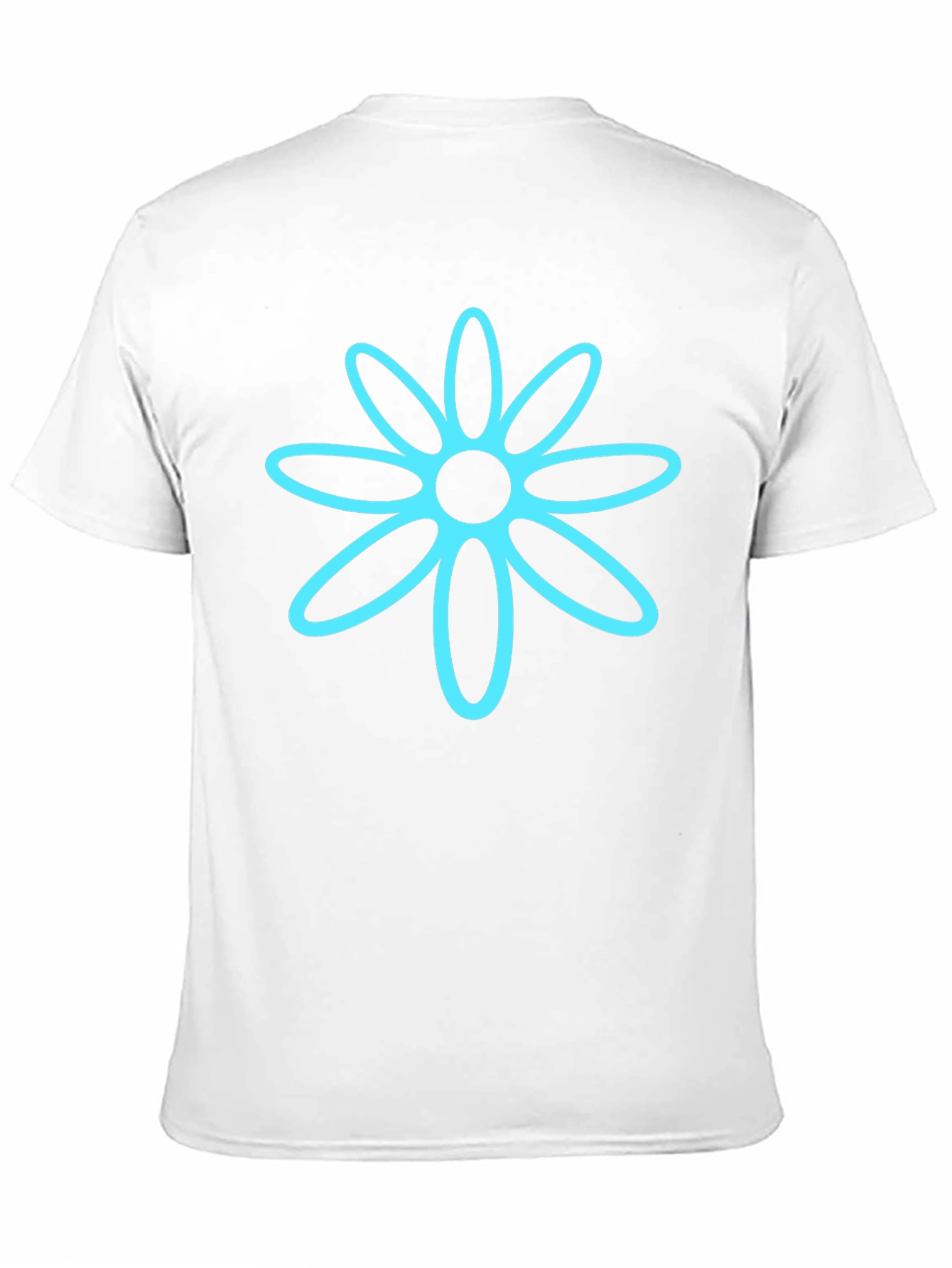 Black T-Shirt with Cyan Flower Graphic