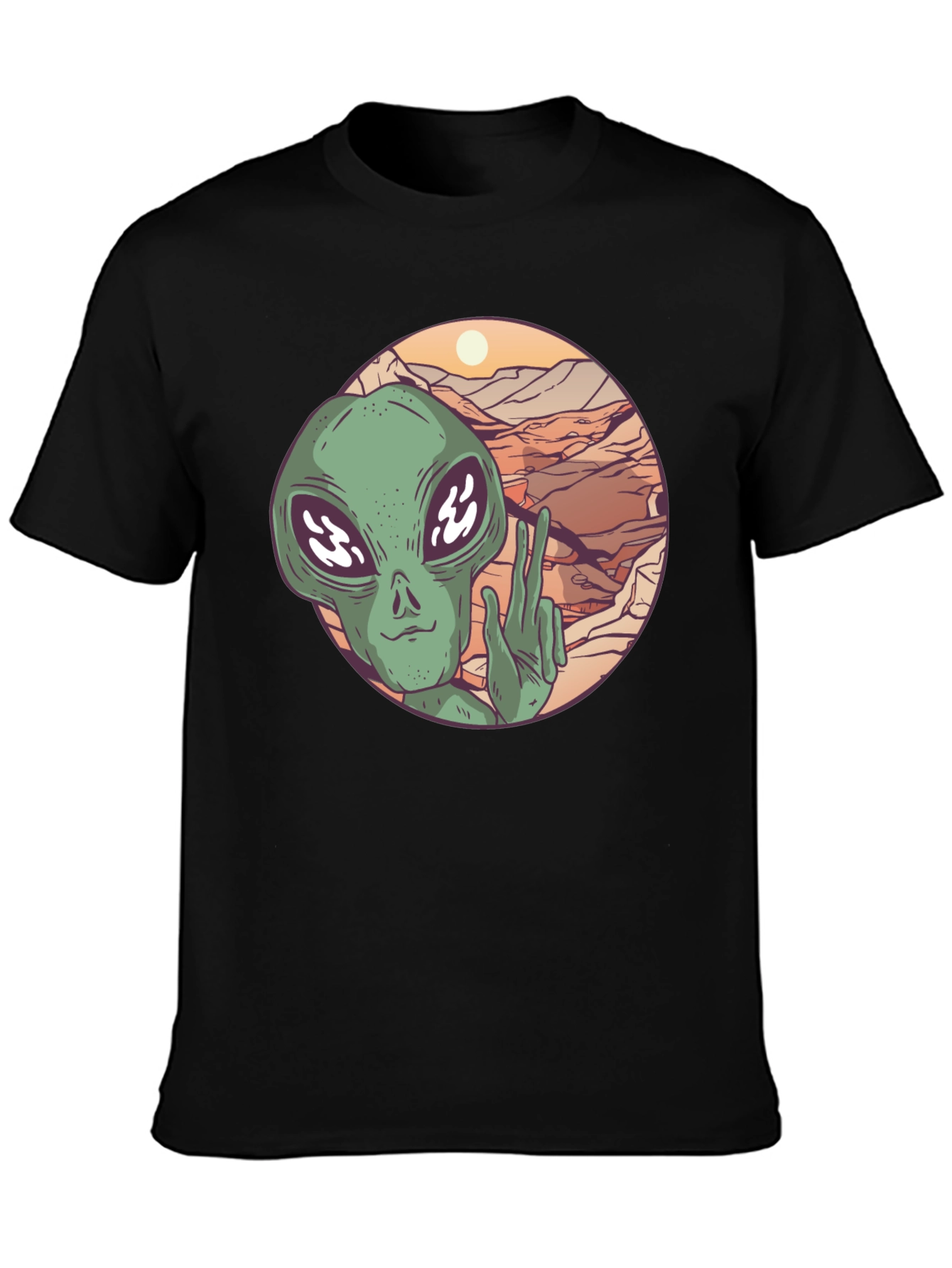 Retro Alien Peace Sign T-Shirt