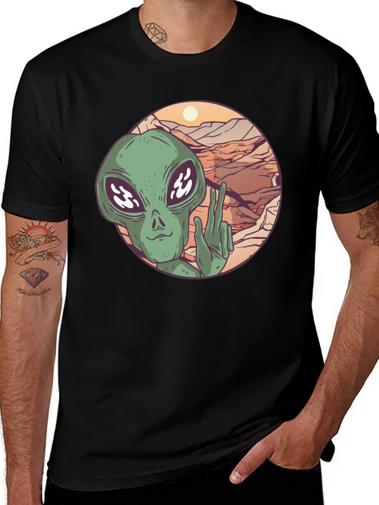 Retro Alien Peace Sign T-Shirt