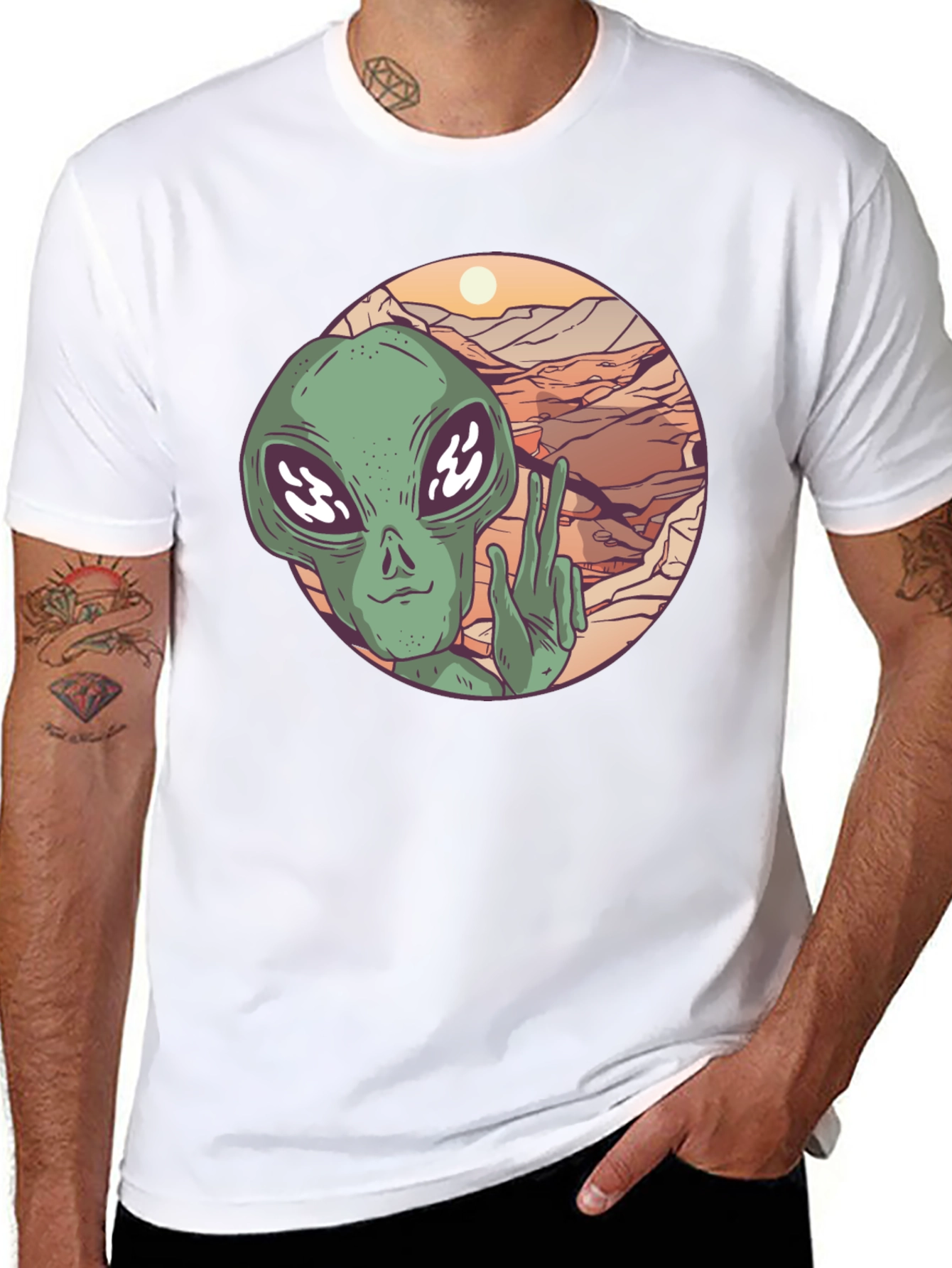 Retro Alien Peace Sign T-Shirt