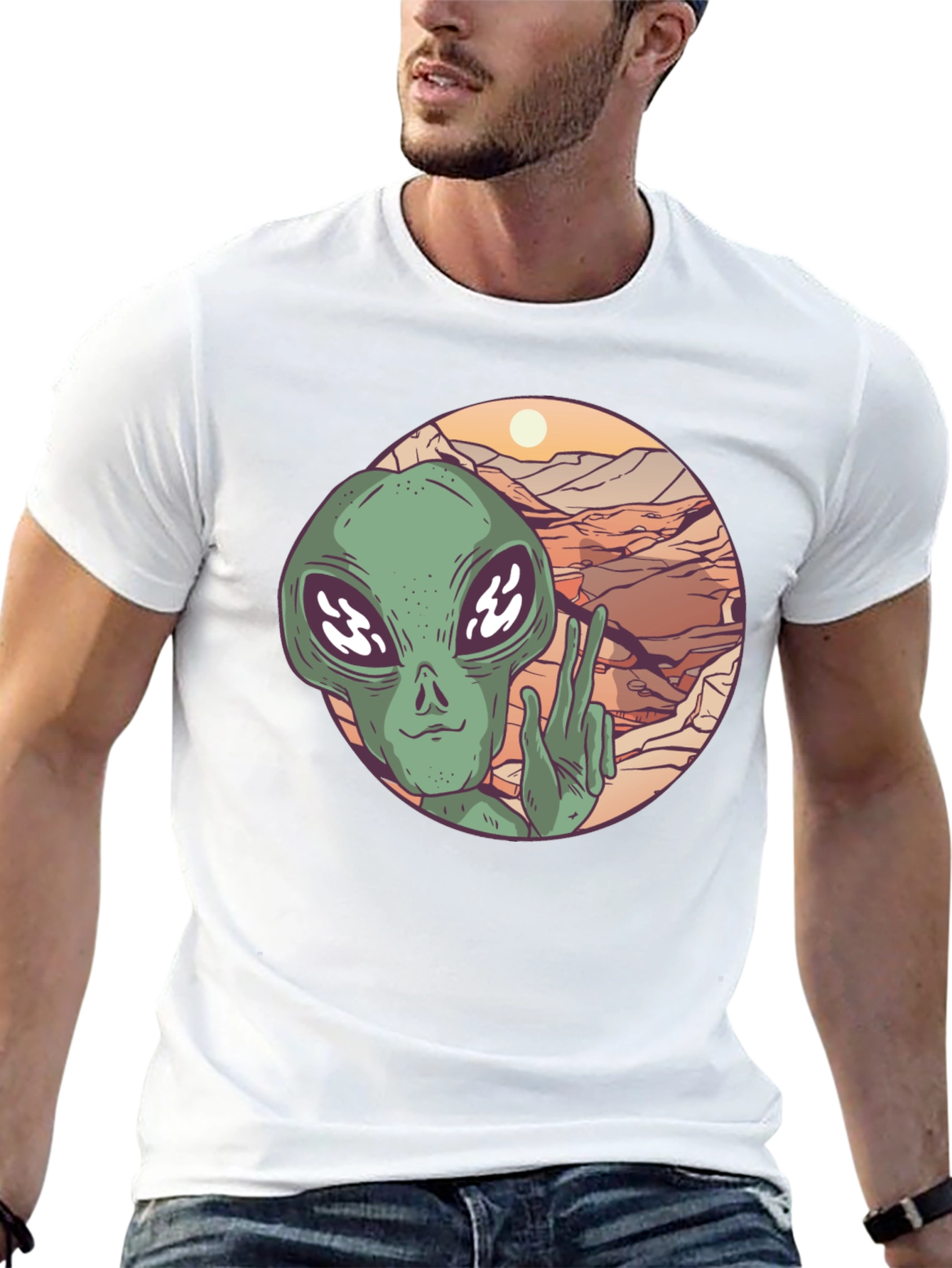 Retro Alien Peace Sign T-Shirt