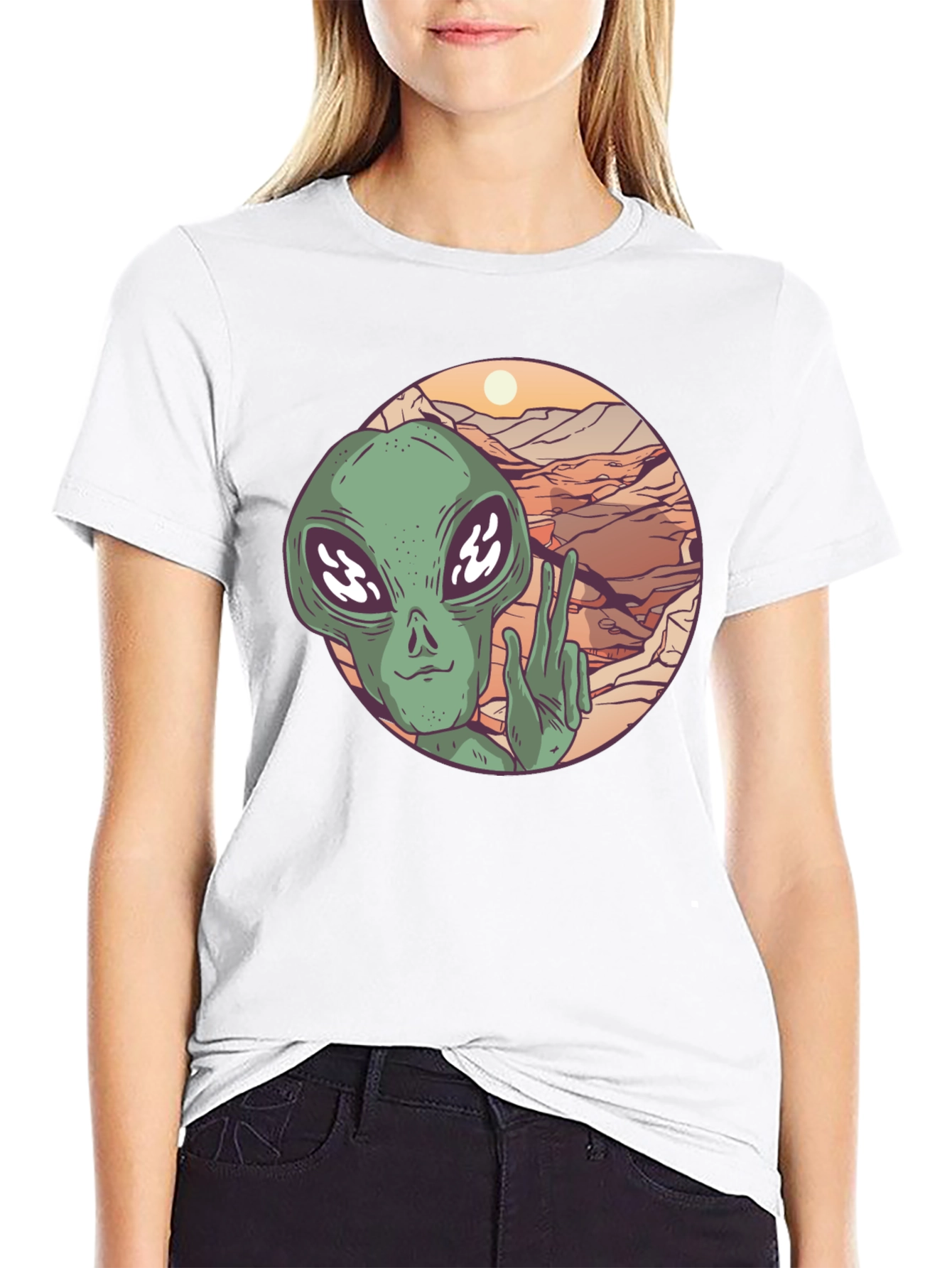 Retro Alien Peace Sign T-Shirt