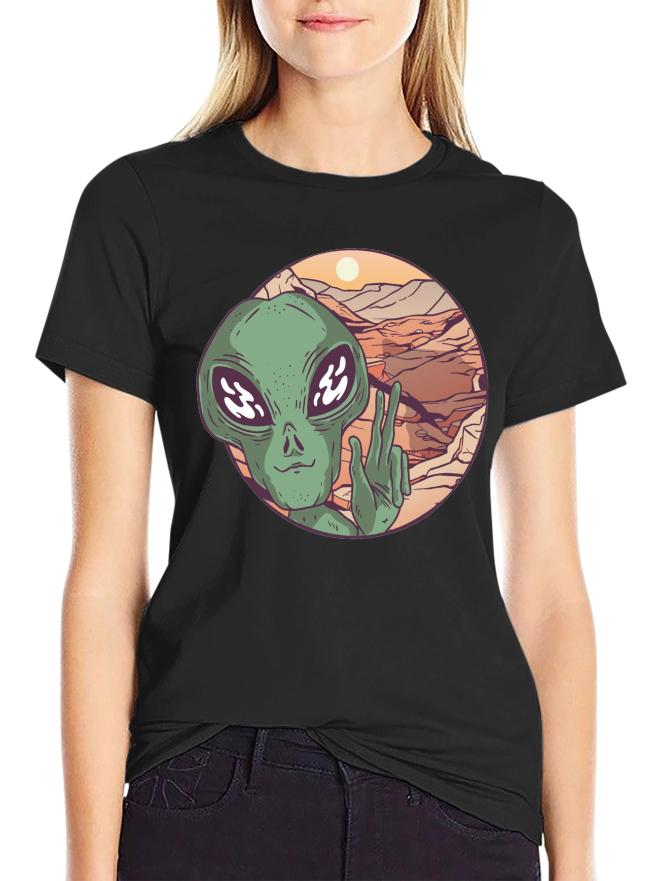 Retro Alien Peace Sign T-Shirt