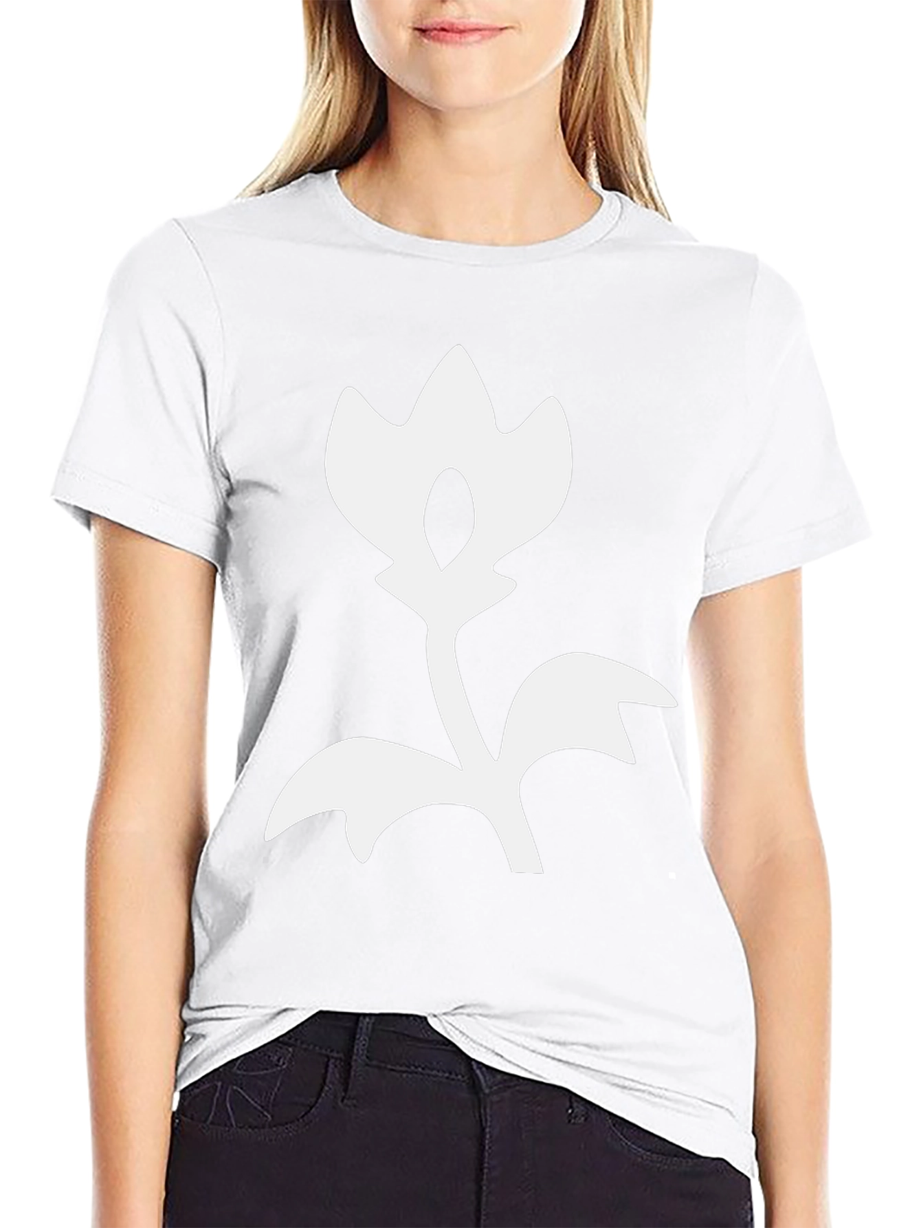 Black T-Shirt with White Flower Design