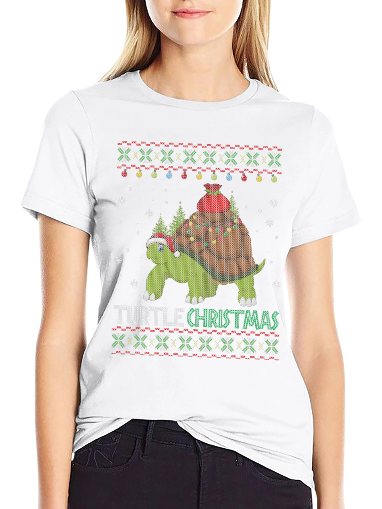 Turtle Christmas Holiday Novelty T-Shirt