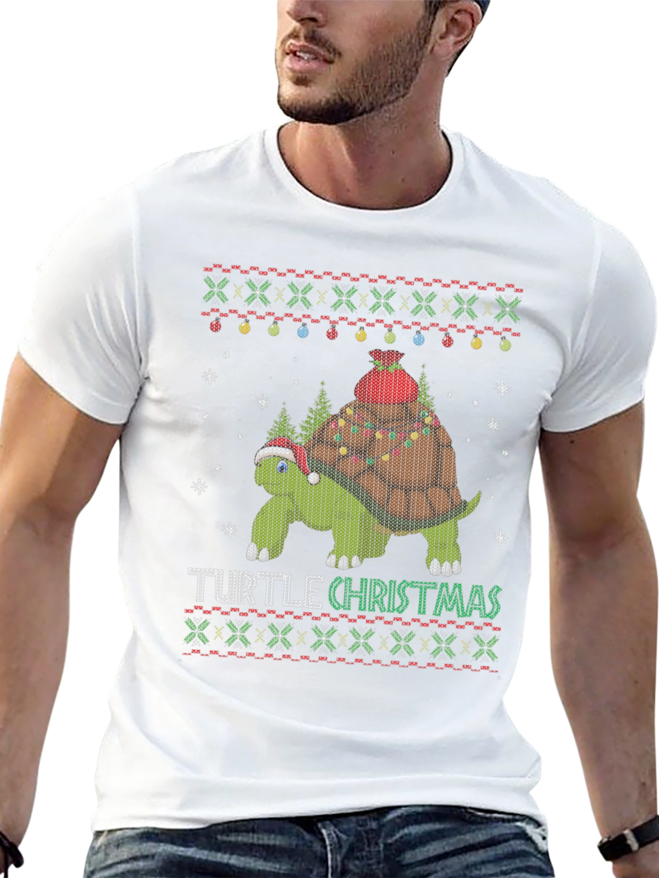 Turtle Christmas Holiday Novelty T-Shirt