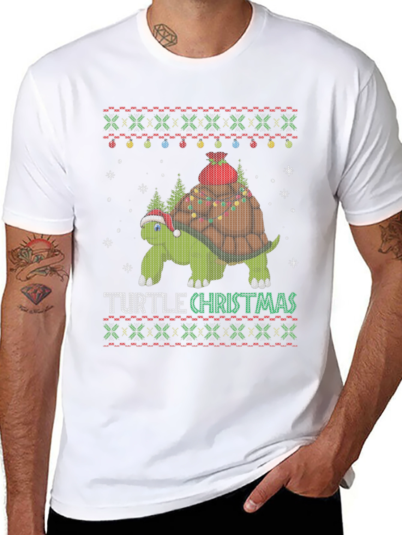 Turtle Christmas Holiday Novelty T-Shirt