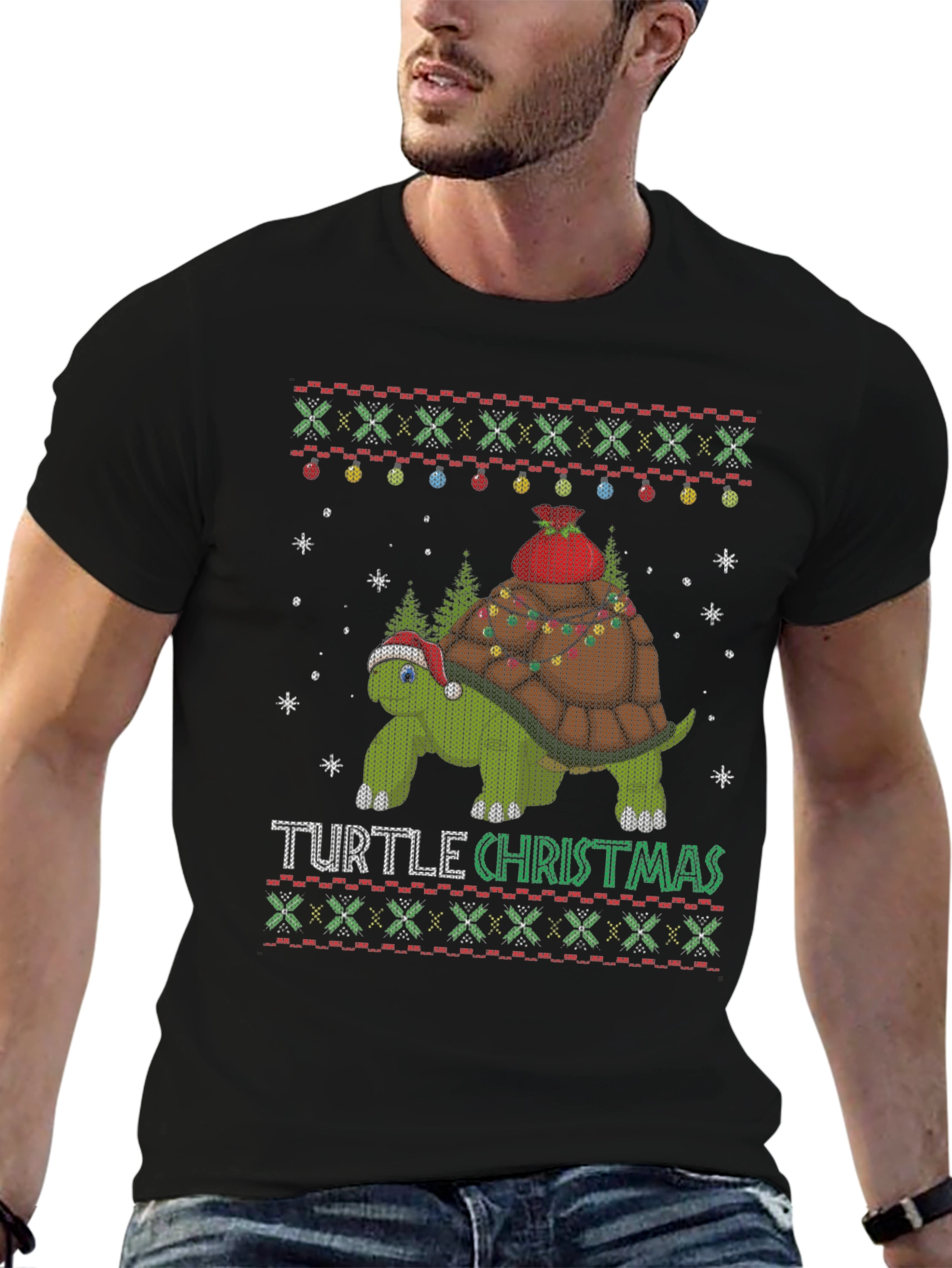 Turtle Christmas Holiday Novelty T-Shirt