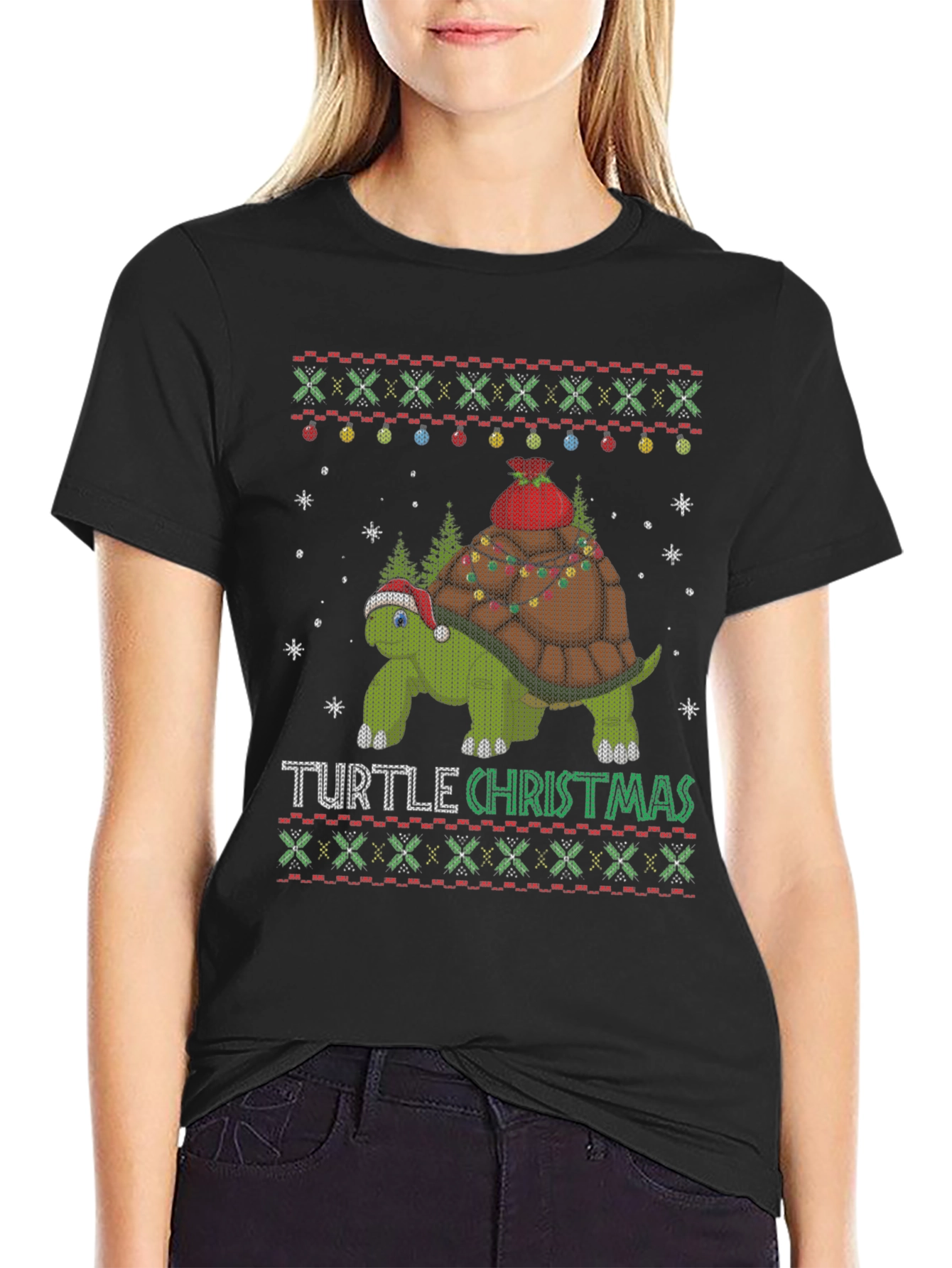 Turtle Christmas Holiday Novelty T-Shirt