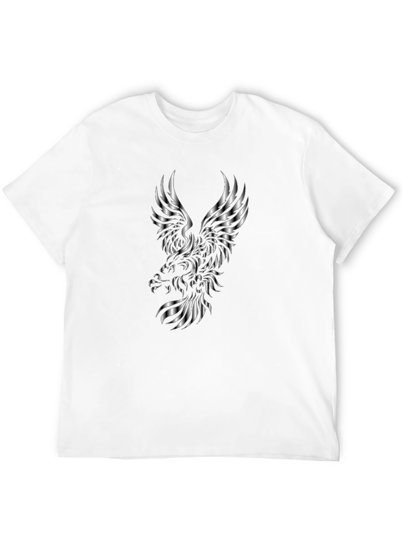 Mens Black T-Shirt with Silver Eagle Design