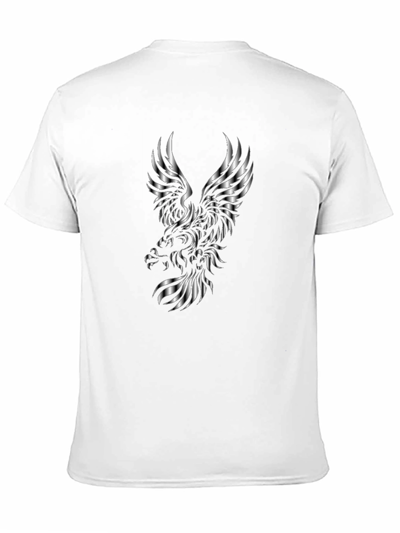 Mens Black T-Shirt with Silver Eagle Design