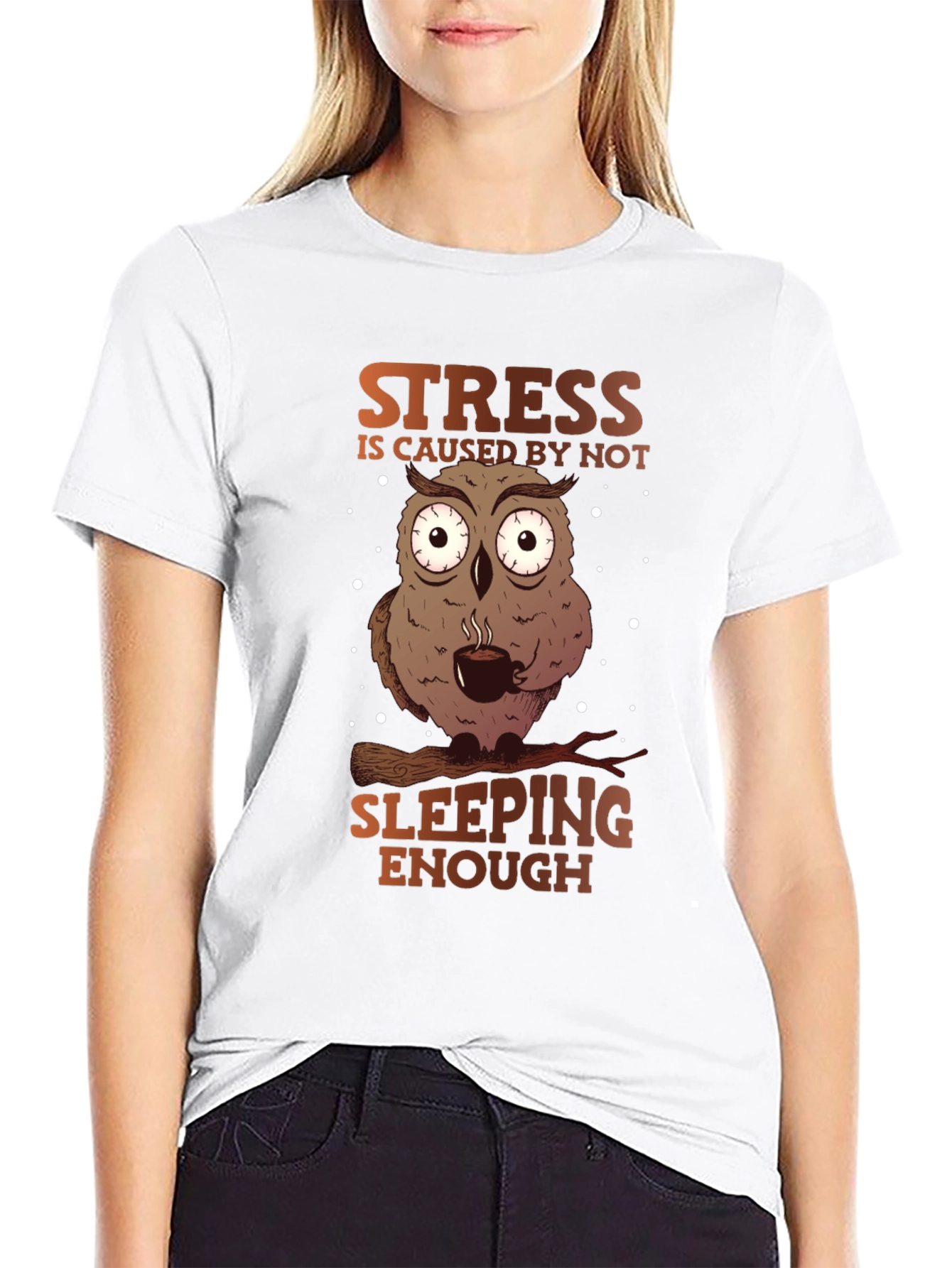Funny Owl Stress T-Shirt - Sleep Deprived Humor