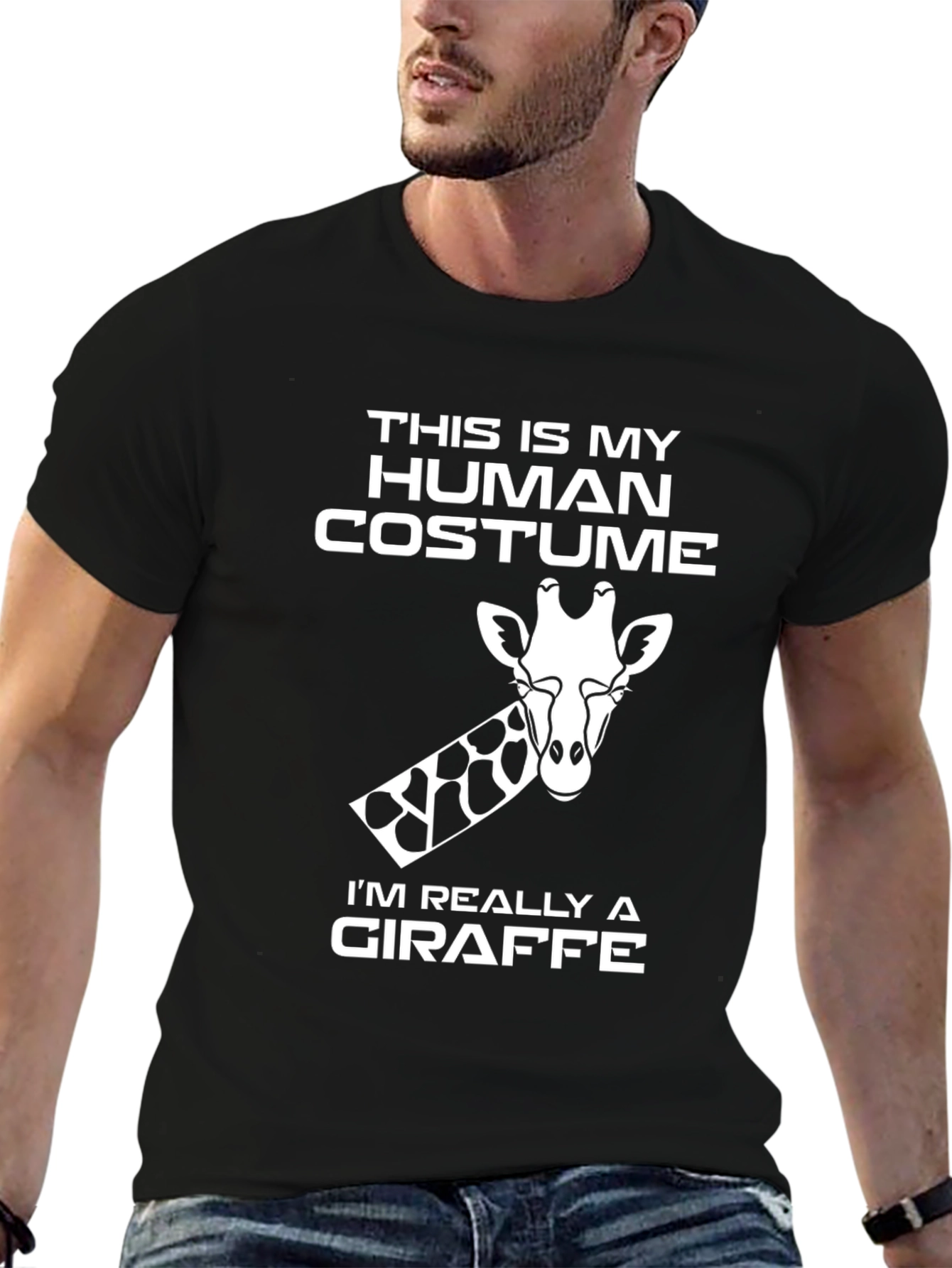 Human Costume Giraffe T-Shirt - Funny Halloween Tee