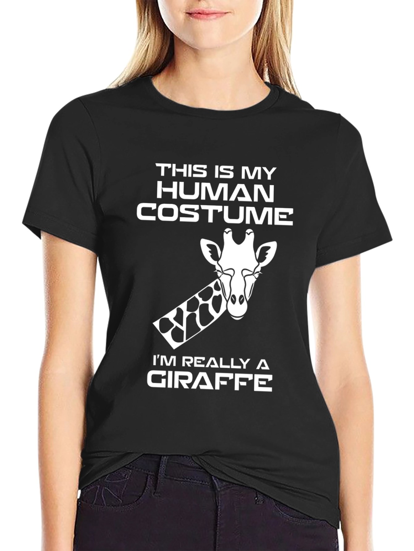 Human Costume Giraffe T-Shirt - Funny Halloween Tee