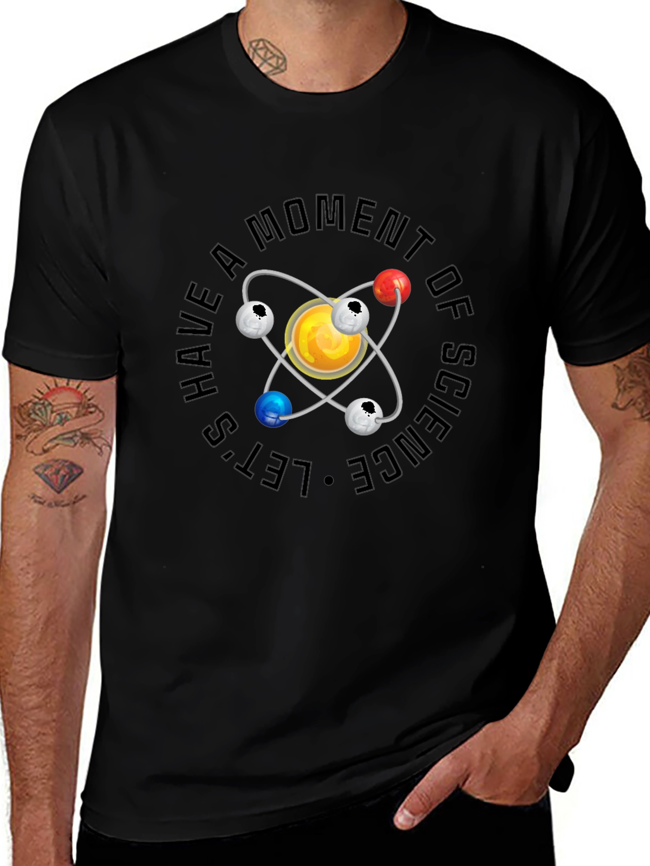 Science Atom Graphic Black T-Shirt