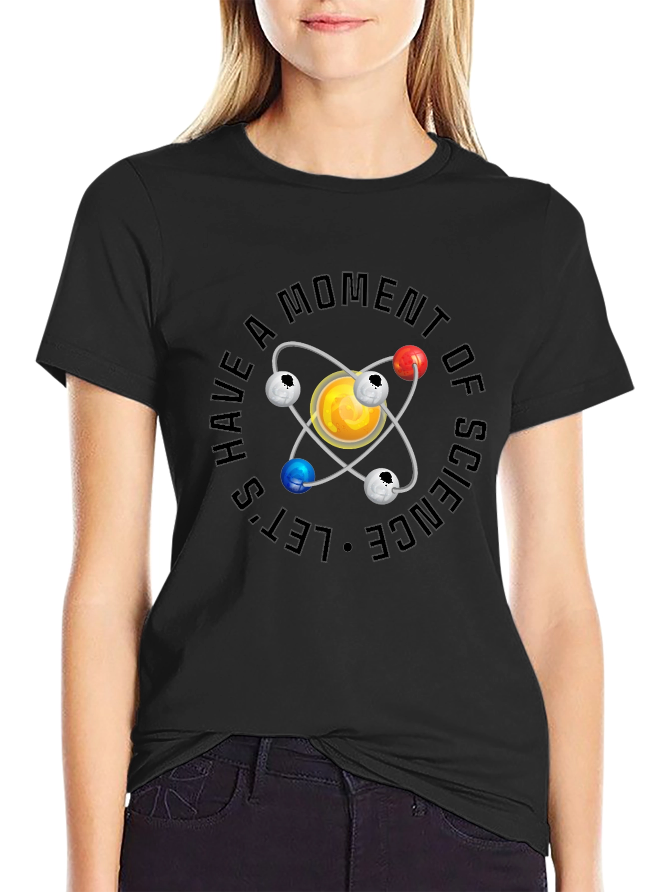 Science Atom Graphic Black T-Shirt