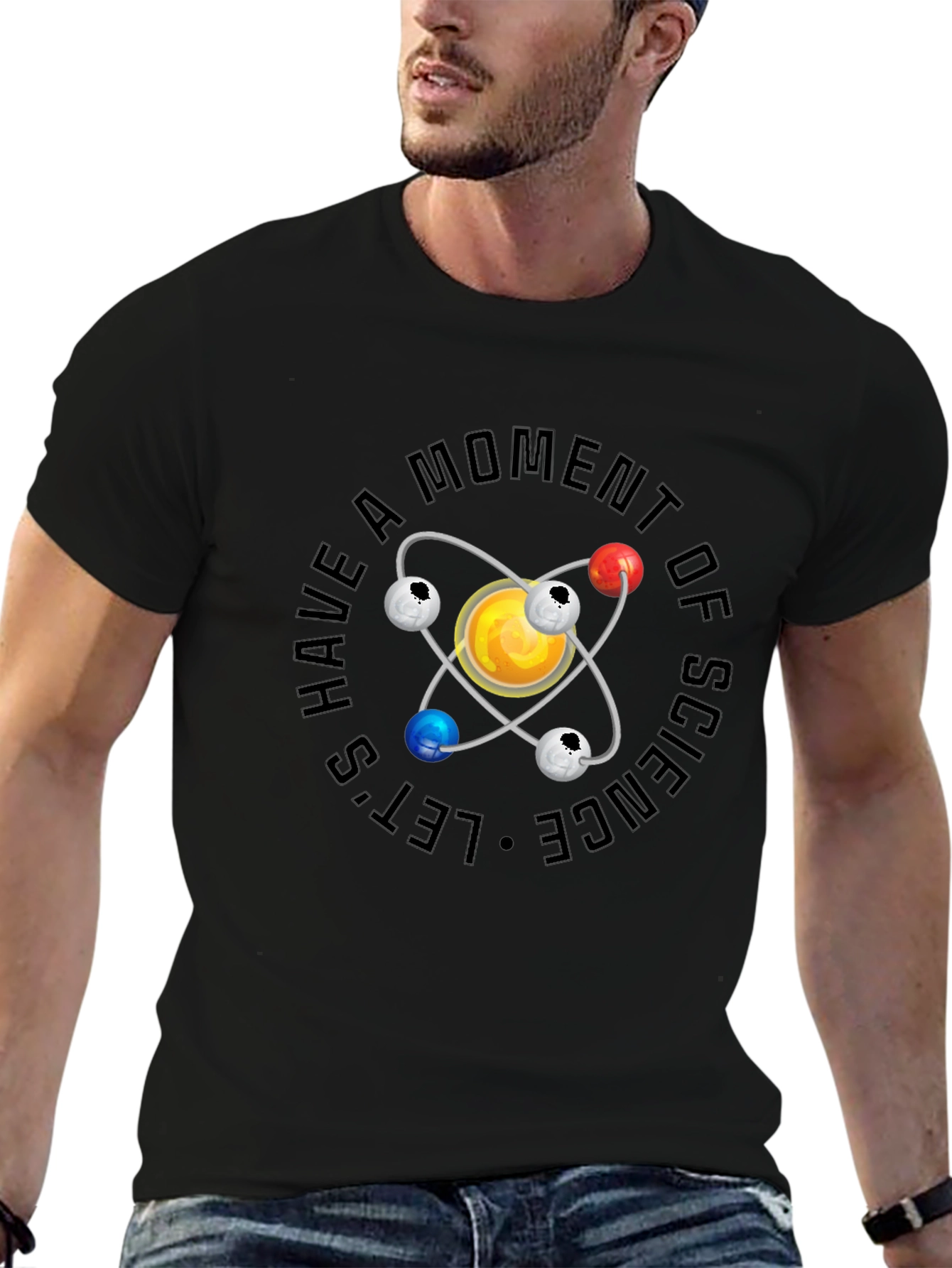 Science Atom Graphic Black T-Shirt