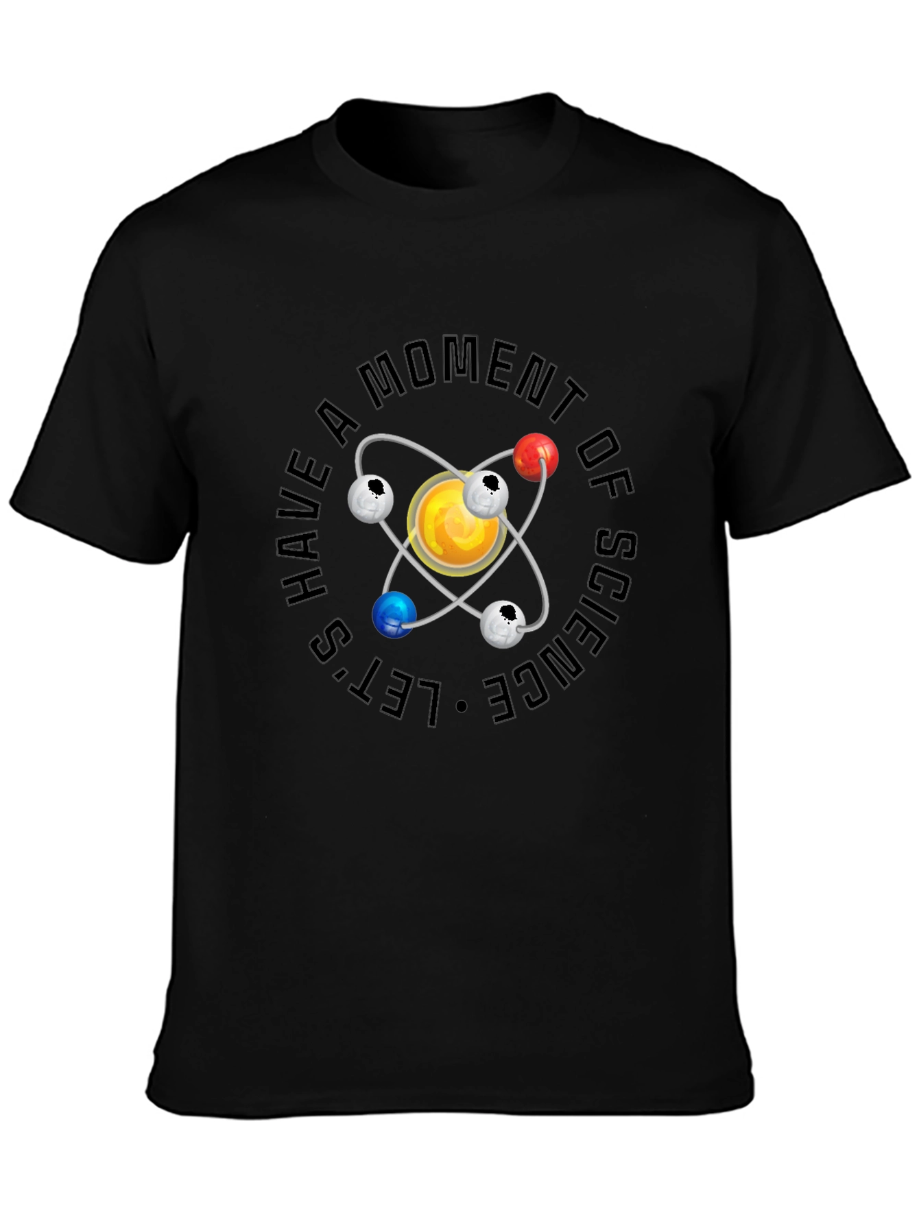 Science Atom Graphic Black T-Shirt