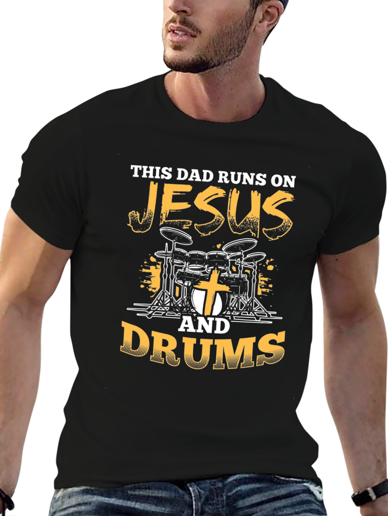 This Dad Runs On Jesus and Drums T-Shirt