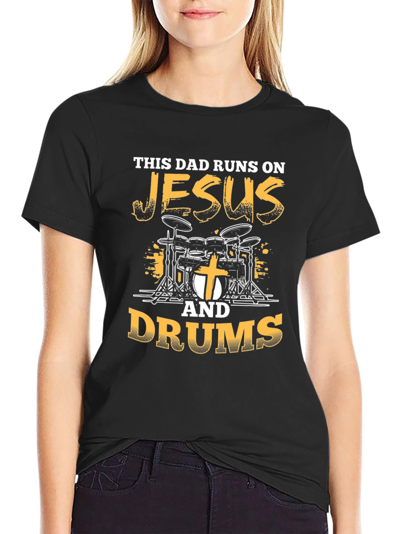 This Dad Runs On Jesus and Drums T-Shirt