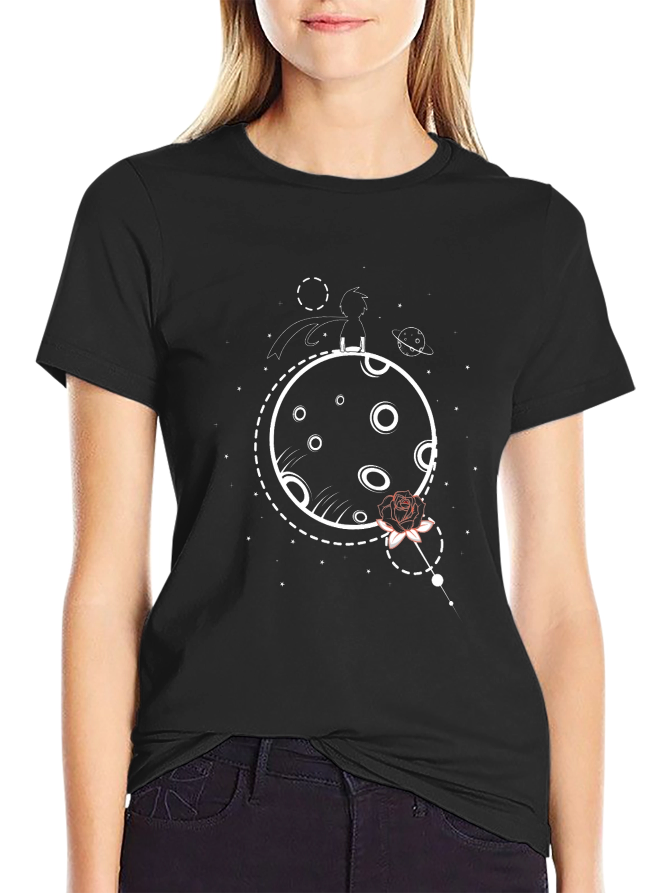 Little Prince Rose Graphic Tee - Black