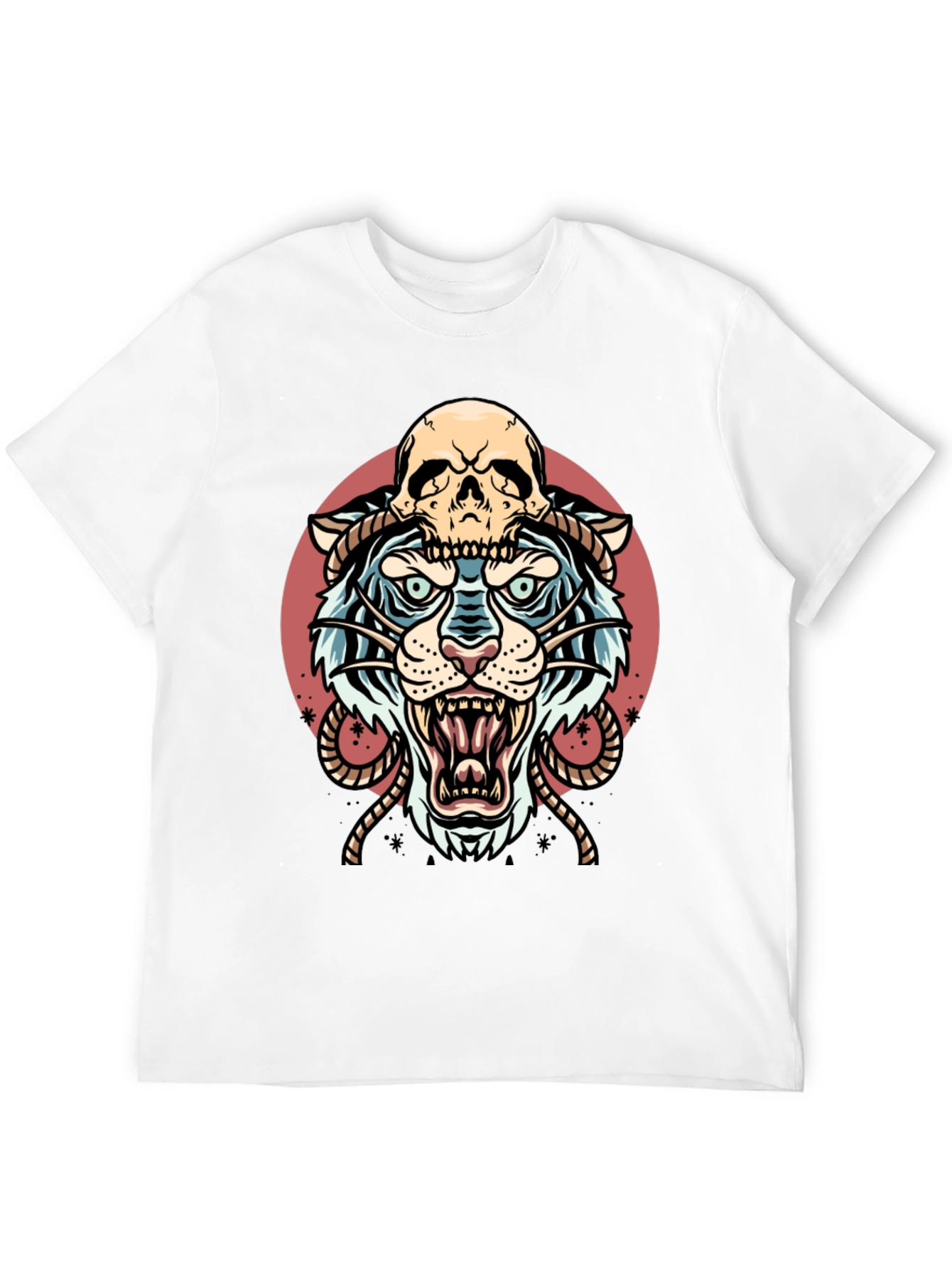 Tiger Skull Graphic Tee - Black Cotton Blend