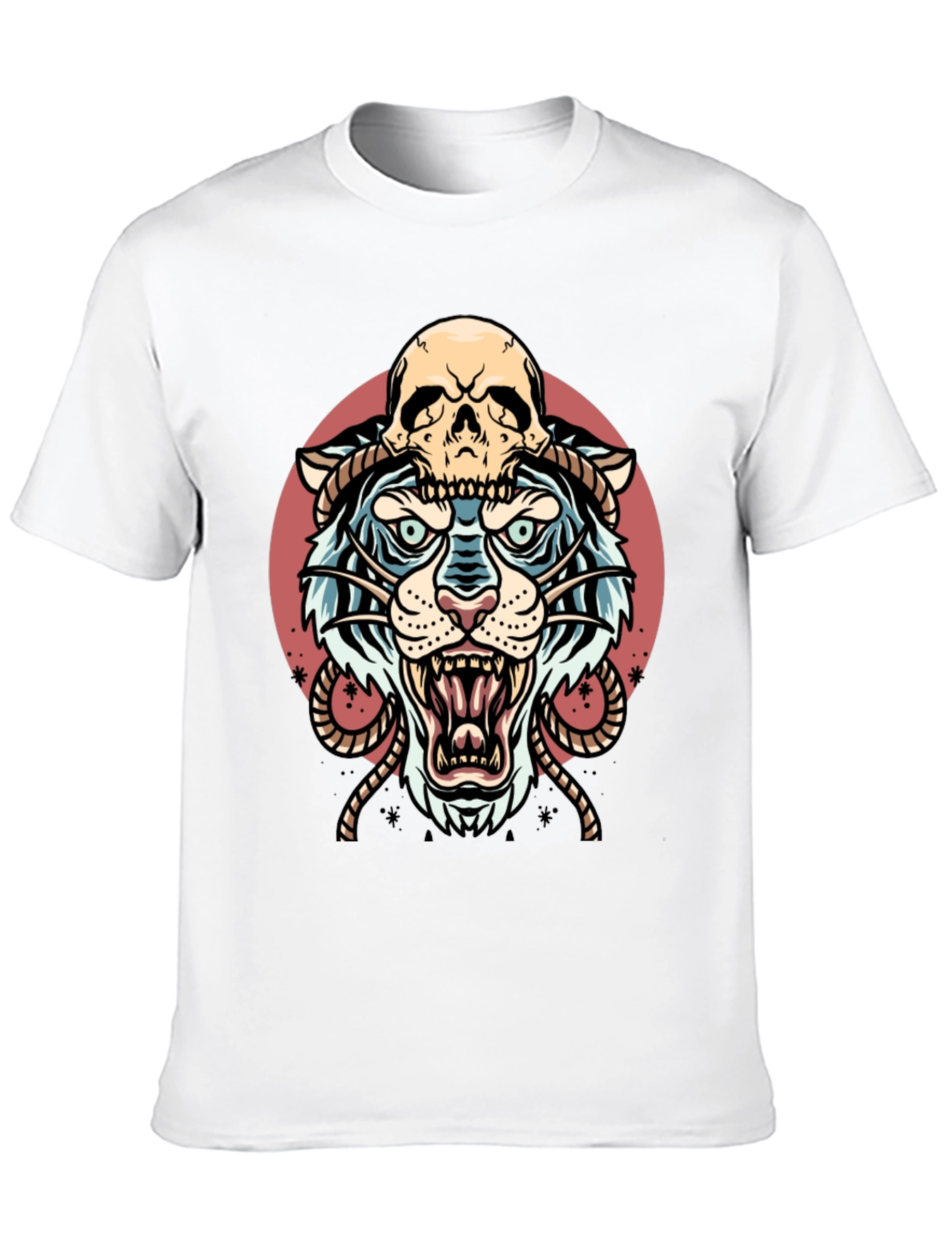 Tiger Skull Graphic Tee - Black Cotton Blend