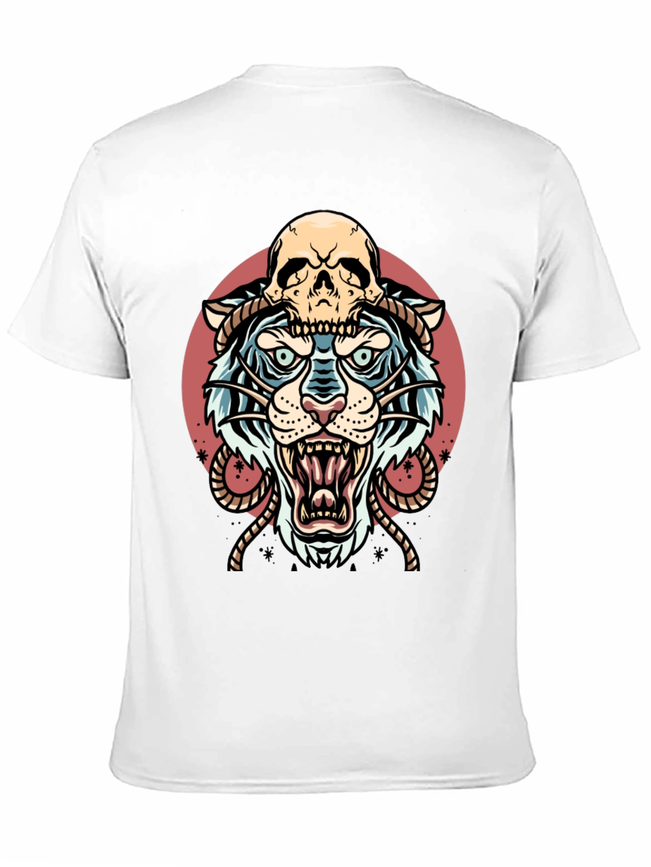 Tiger Skull Graphic Tee - Black Cotton Blend