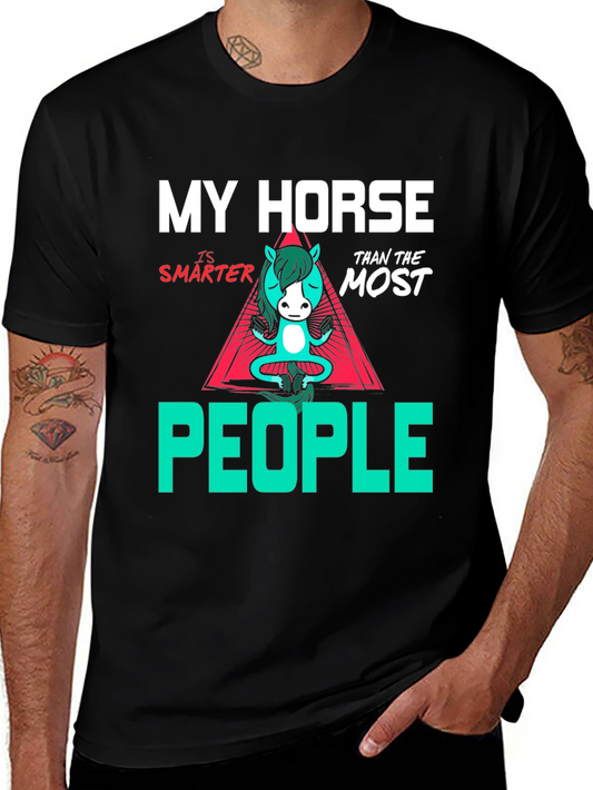 Funny Horse Smarter Than People Graphic T-Shirt
