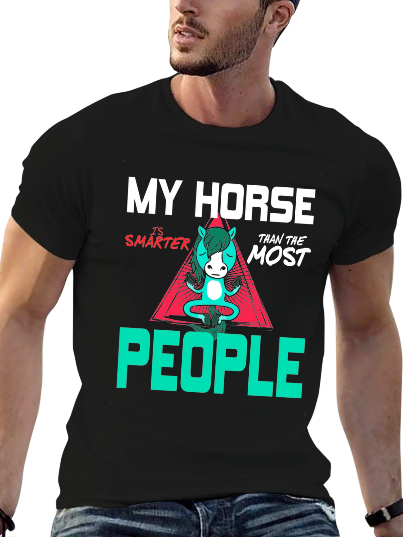 Funny Horse Smarter Than People Graphic T-Shirt