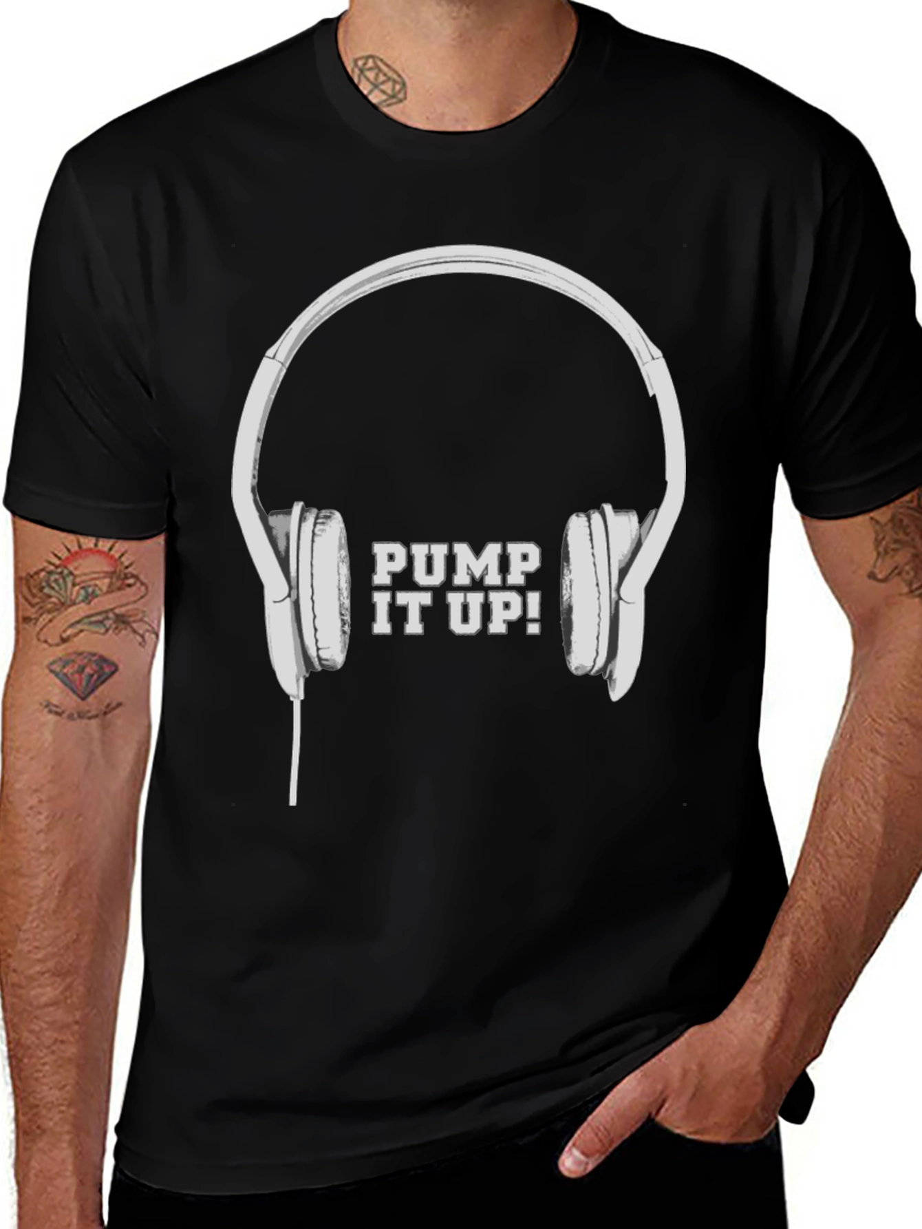 Pump It Up! Headphones Graphic Tee - Black