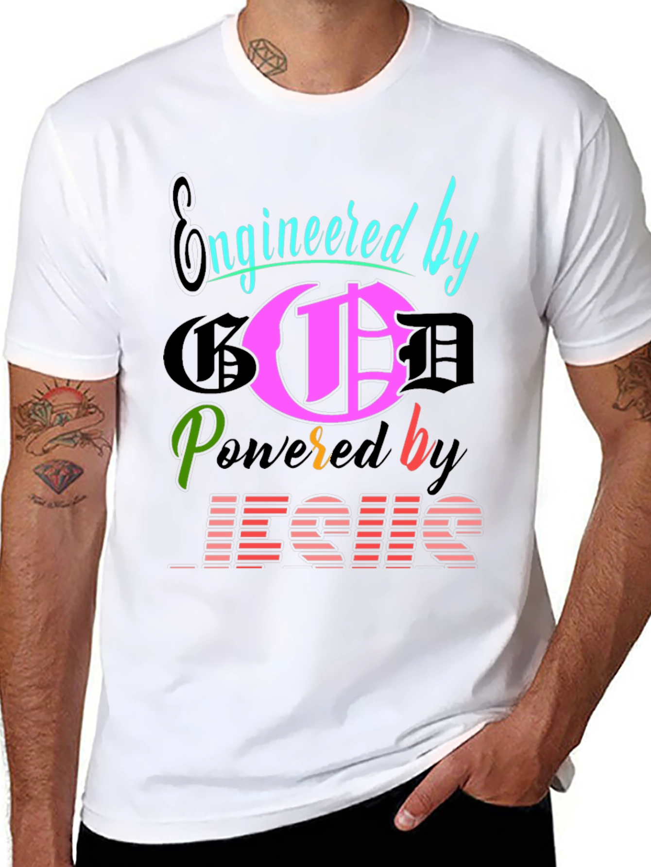 Engineered By God Powered By Jesus T-Shirt